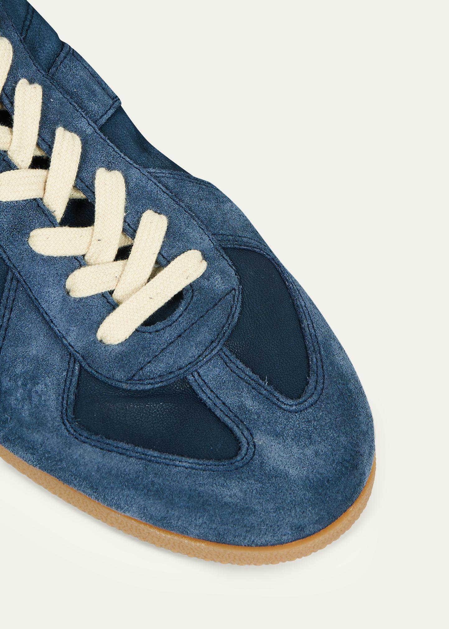 最終値下げ！！【極美品】Maison Margiela ネイビー 激レア Maison Margiela Men's Replica Napa Leather and Suede Low-Top