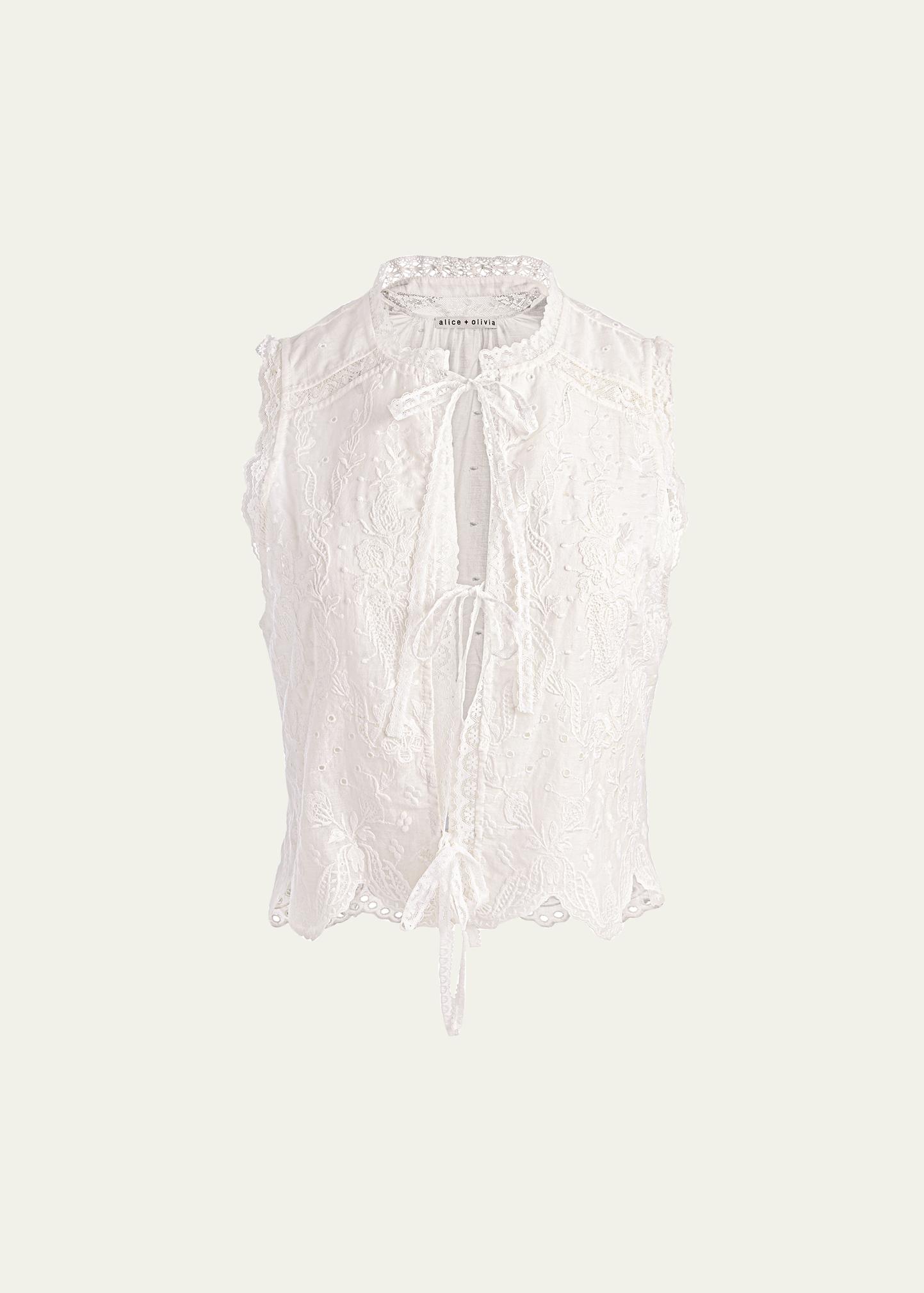ALICE + OLIVIA Amal Embroidered Tank Top - Bergdorf Goodman