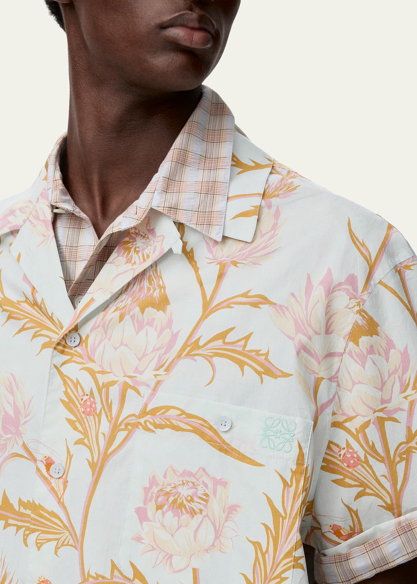 LOEWE x Paula's Ibiza Men's Artichoke-Print Short-Sleeve Shirt