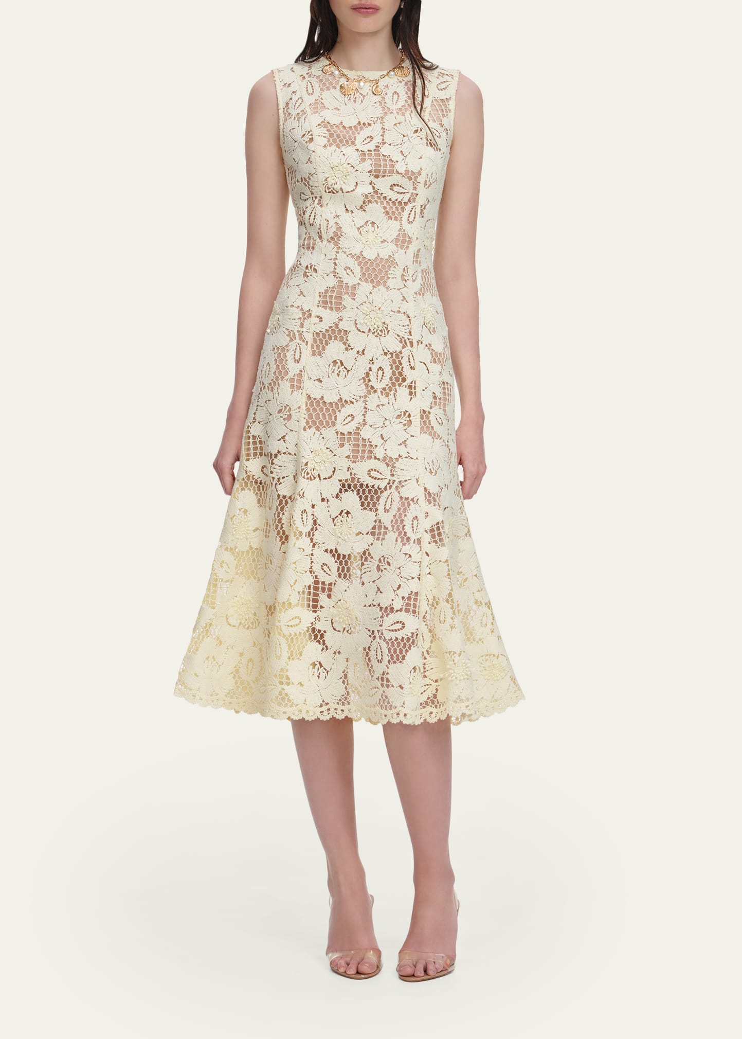 Self-Portrait Crochet Lace Midi Dress - Bergdorf Goodman