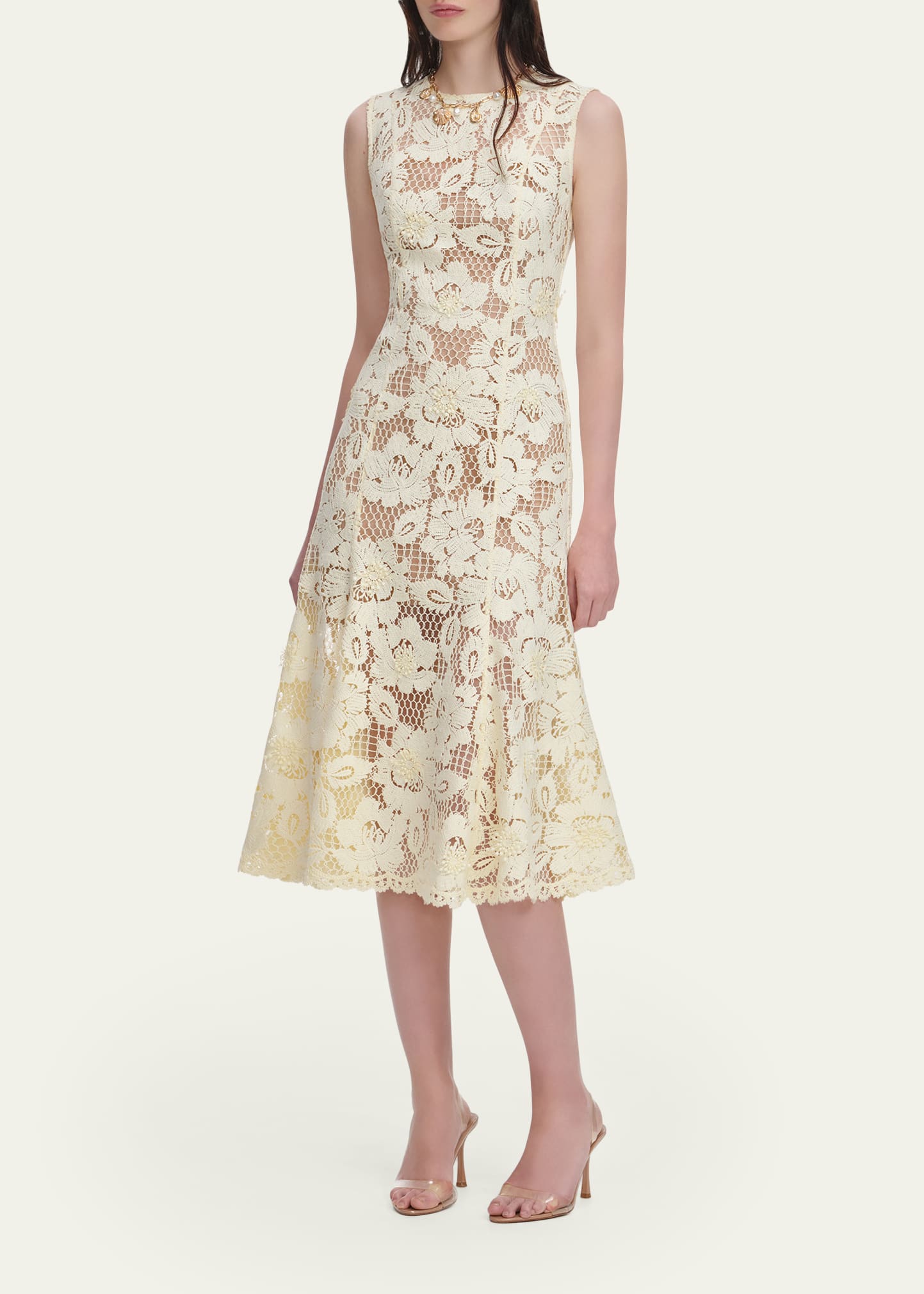 Self-Portrait Crochet Lace Midi Dress - Bergdorf Goodman