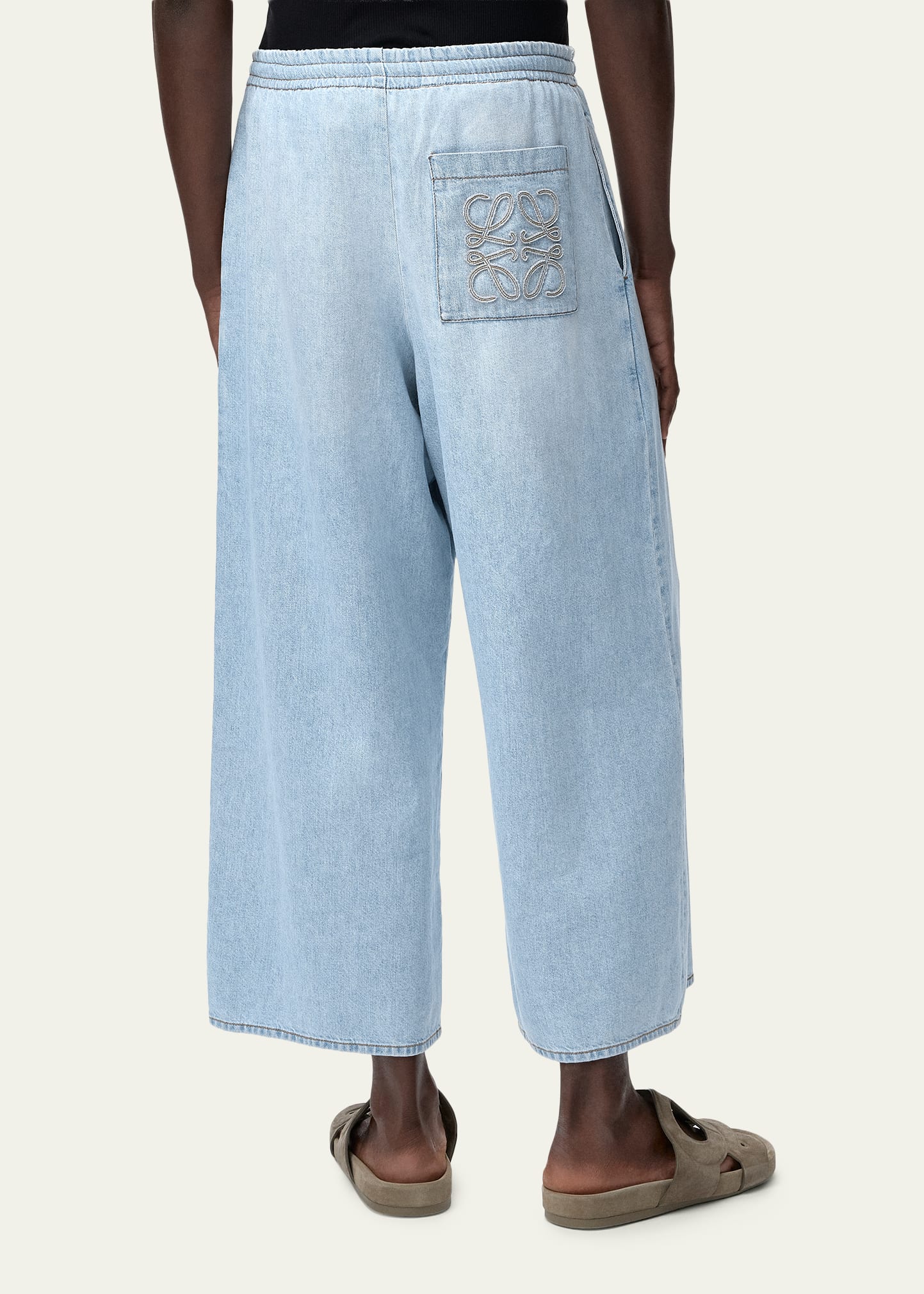 Loewe x Paula's Ibiza Men's Denim Cropped Wide-Leg Drawstring