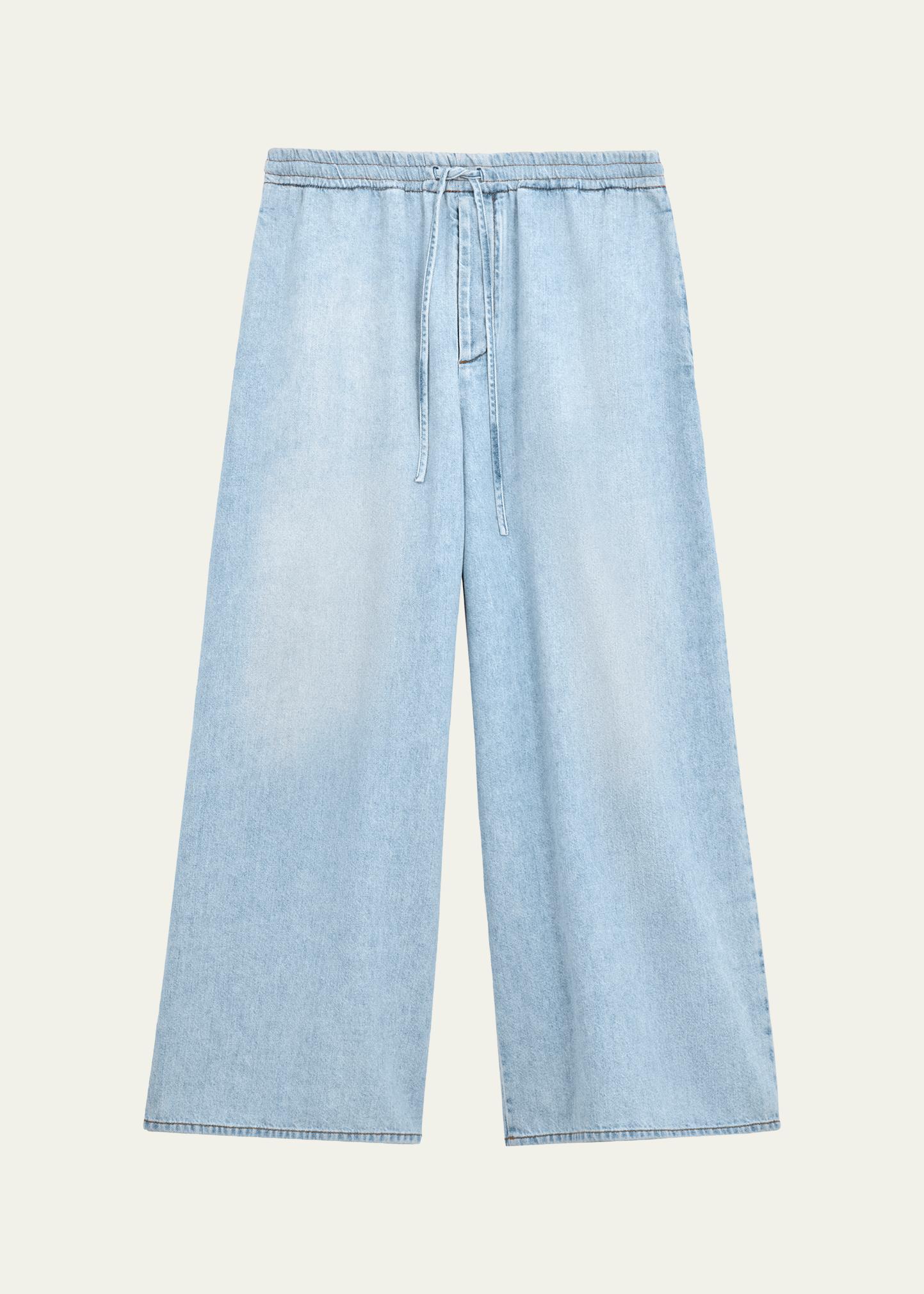 LOEWE x Paula's Ibiza Men's Denim Cropped Wide-Leg Drawstring
