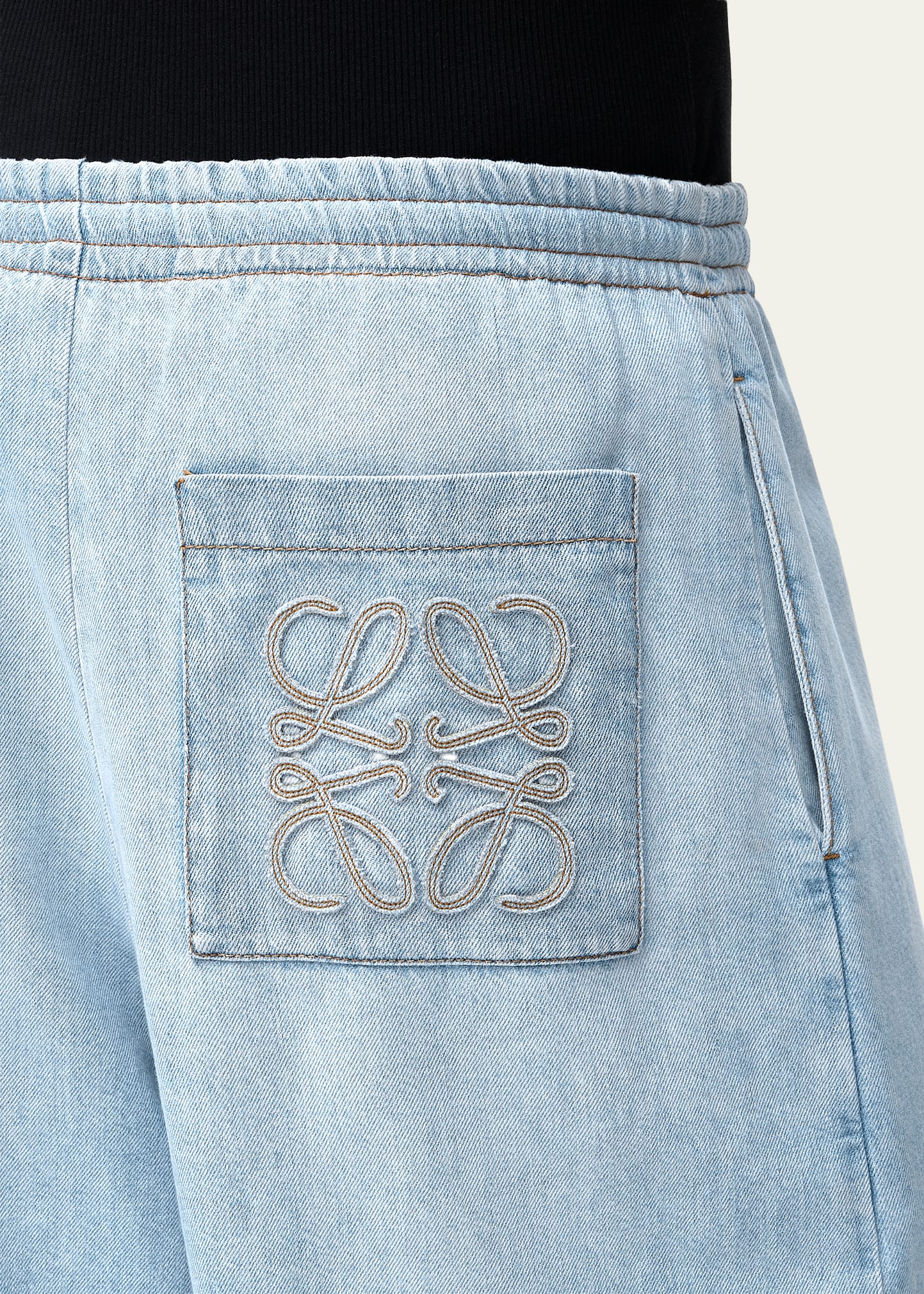 Loewe x Paula's Ibiza Men's Denim Cropped Wide-Leg Drawstring