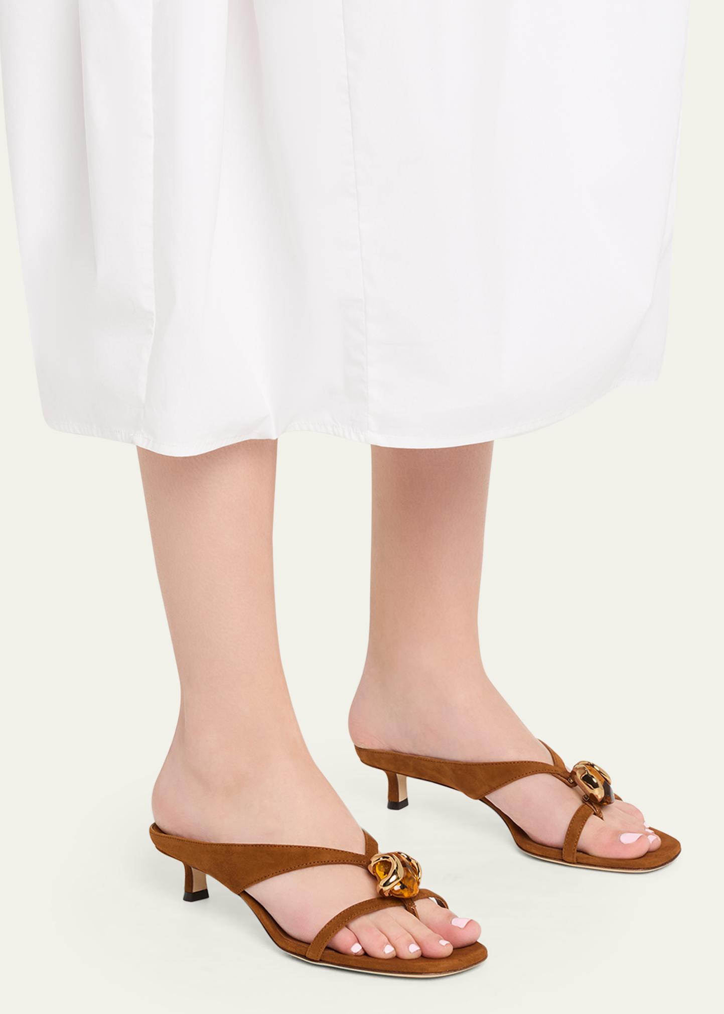 Jimmy Choo 35mm Emeri Stone Suede Sandals - Bergdorf Goodman