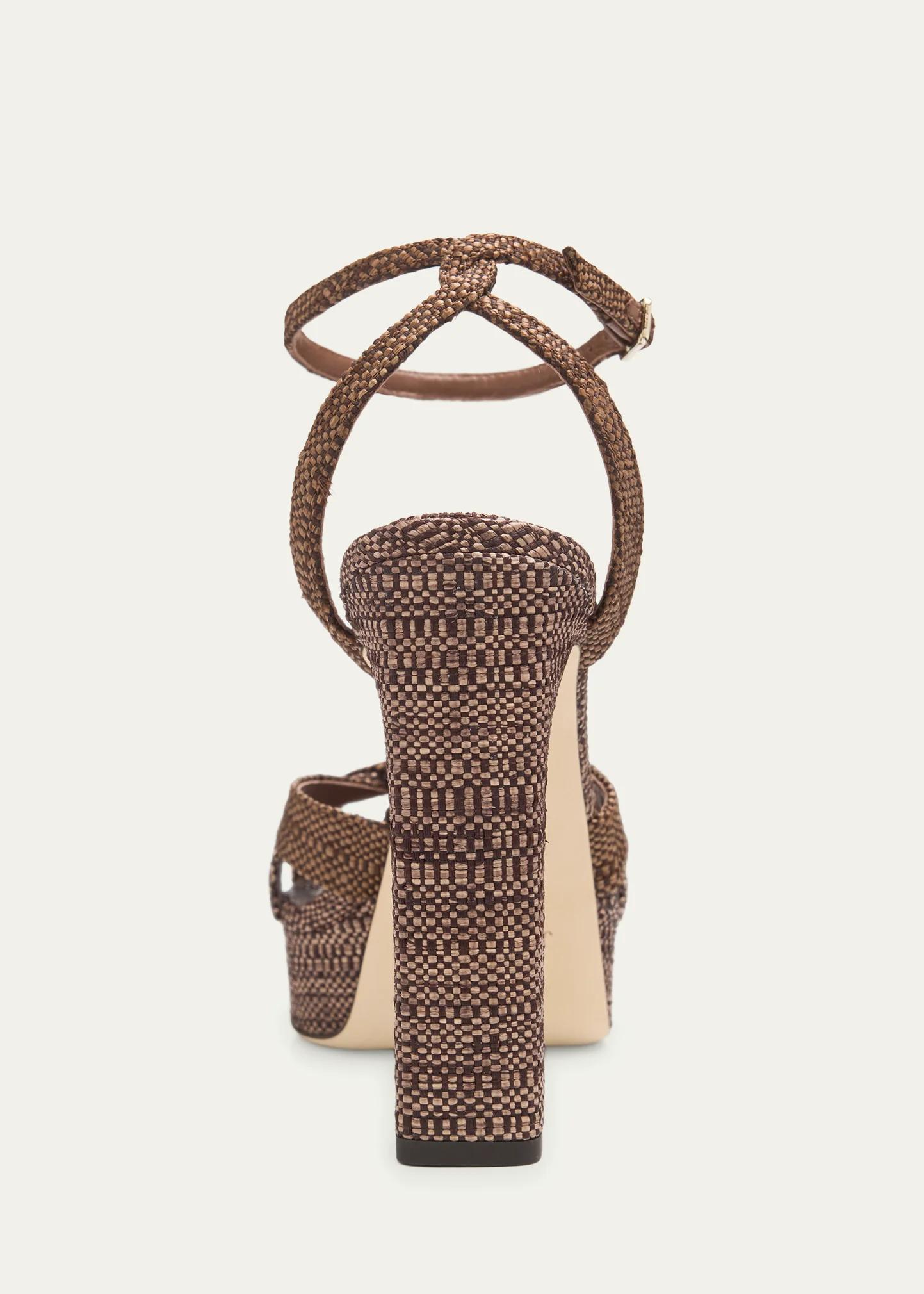 Jimmy Choo 120mm Kove Raffia Platform Sandals - Bergdorf Goodman