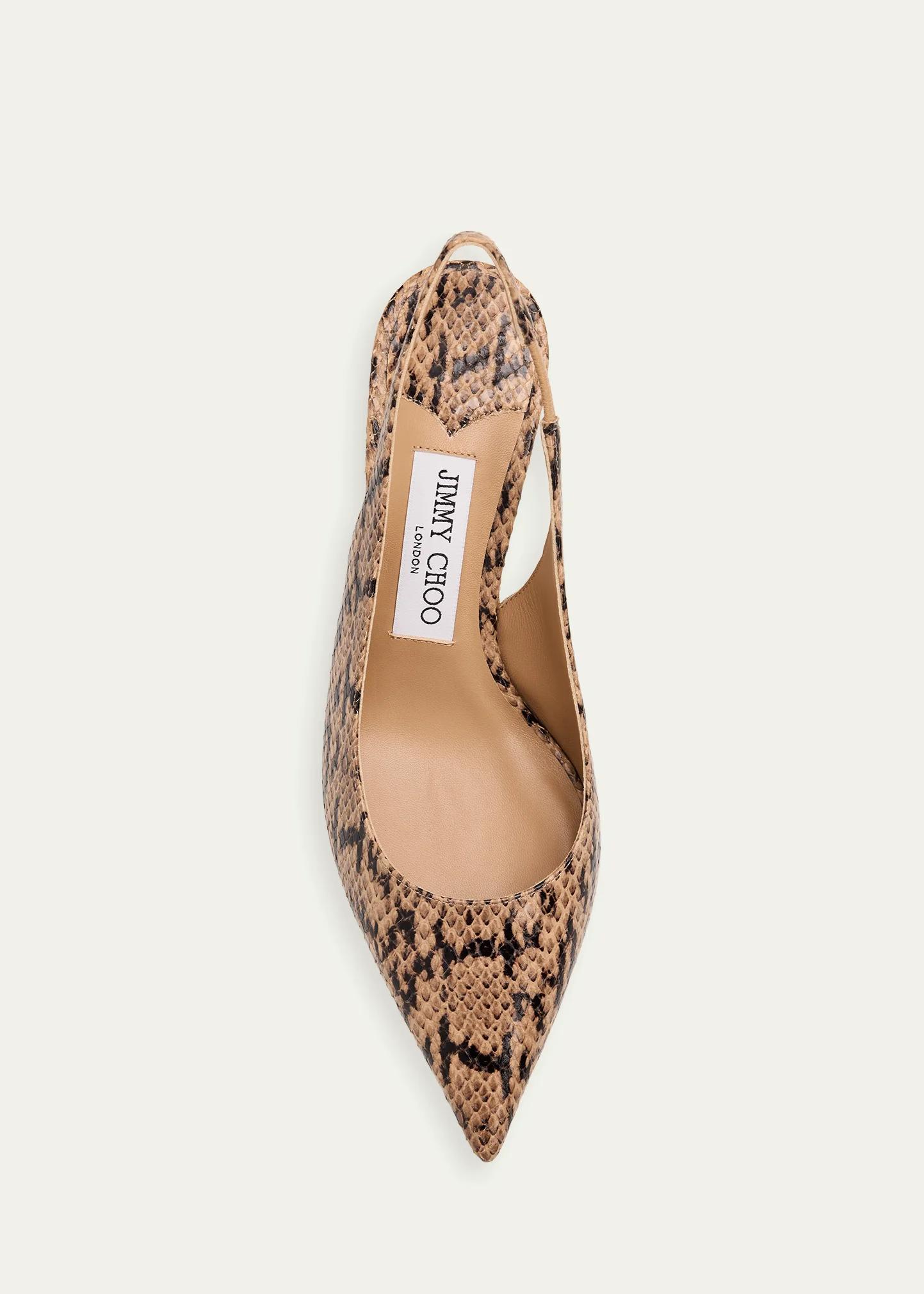Jimmy Choo 65mm Love Snake-Printed Leather Slingback Pumps