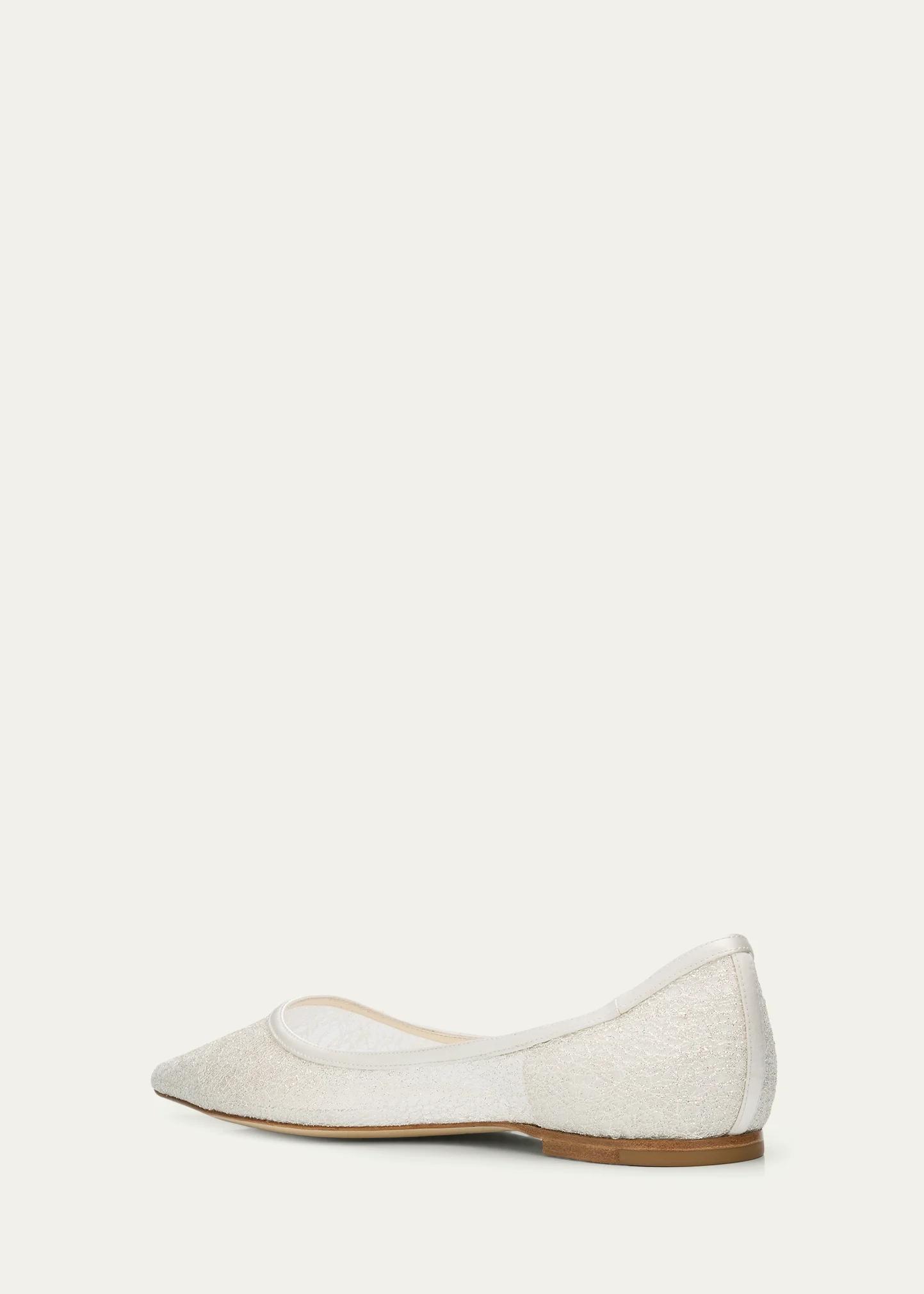 Jimmy Choo Love Floral Lace Pointed-Toe Flats - Bergdorf Goodman
