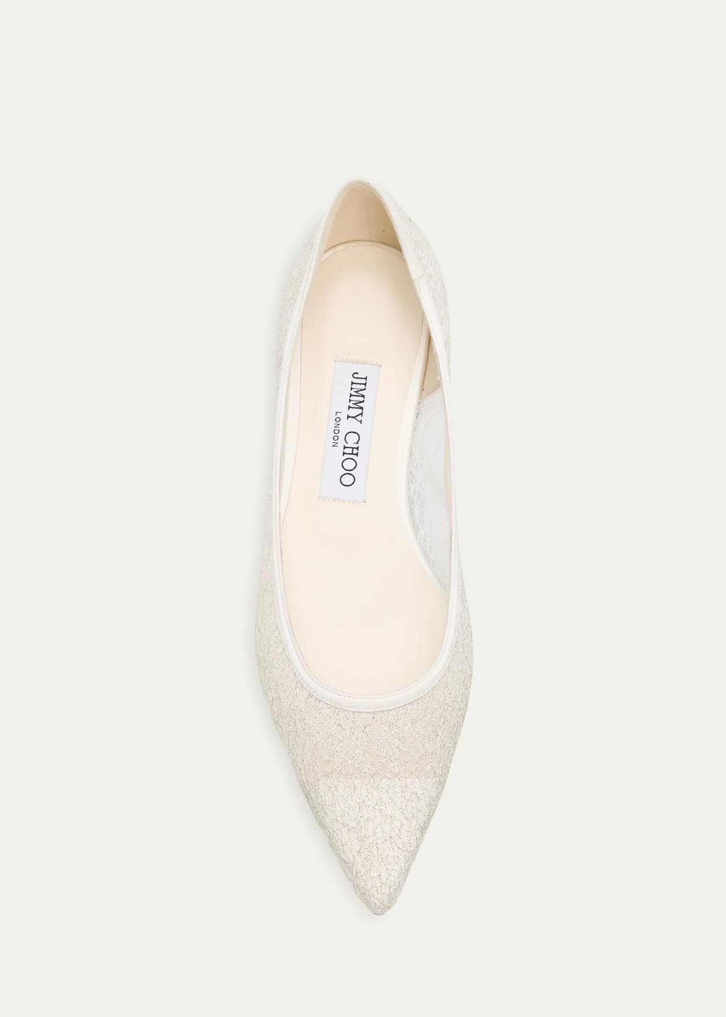 Jimmy Choo アイボリーフラットシューズ　37 Jimmy Choo Love Floral Lace Pointed-Toe Flats - Bergdorf Goodman