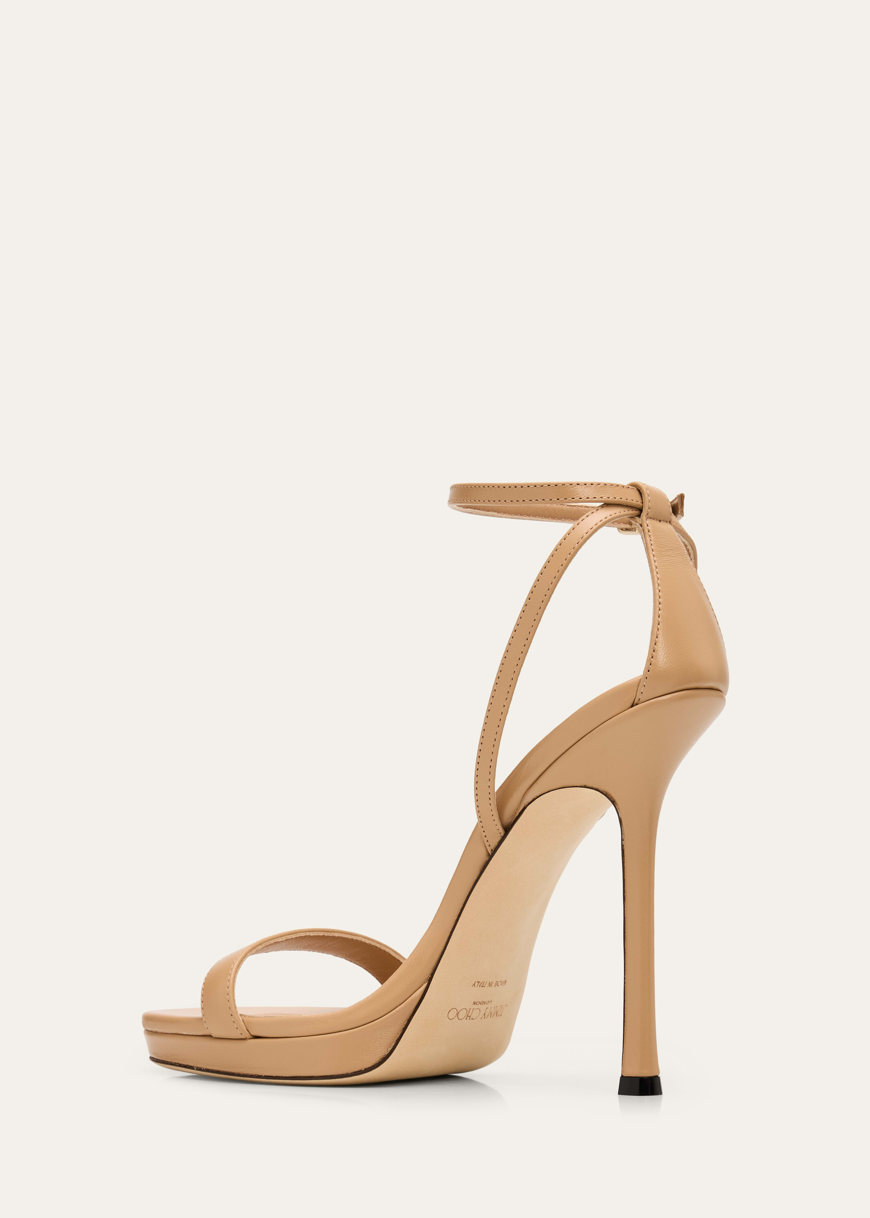Jimmy Choo 120mm Moza Leather Platform Ankle-Strap Sandals