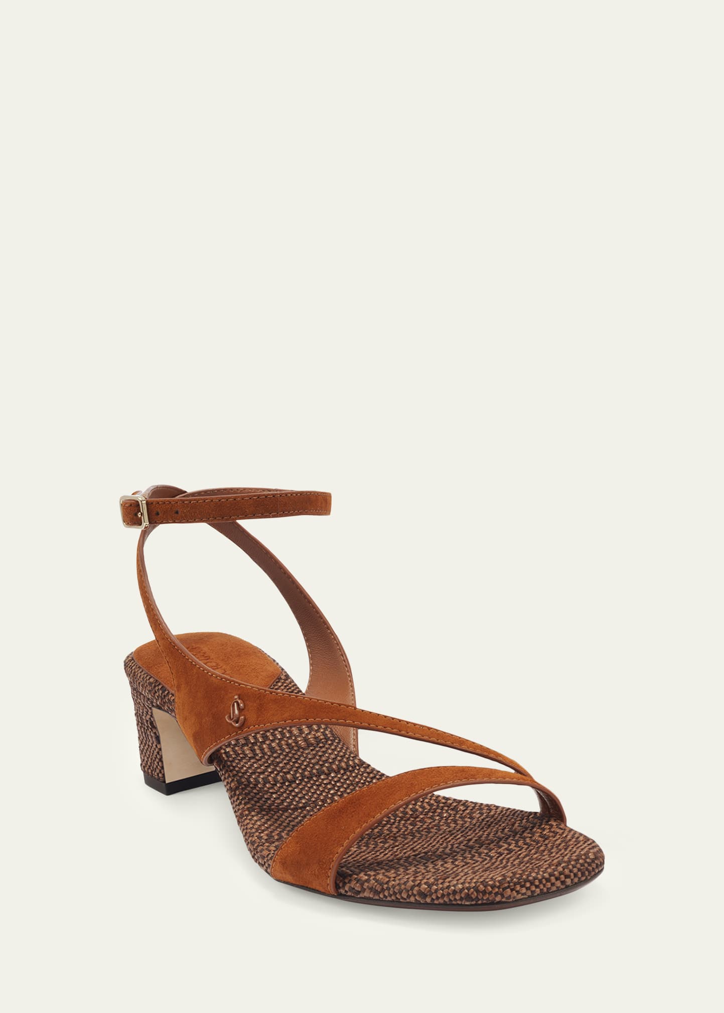 50s 60s HBT GIZEH CAMEL チェーンステッチつなぎ 38 Jimmy Choo 45mm Faye Suede and Raffia Asymmetric Ankle-Strap