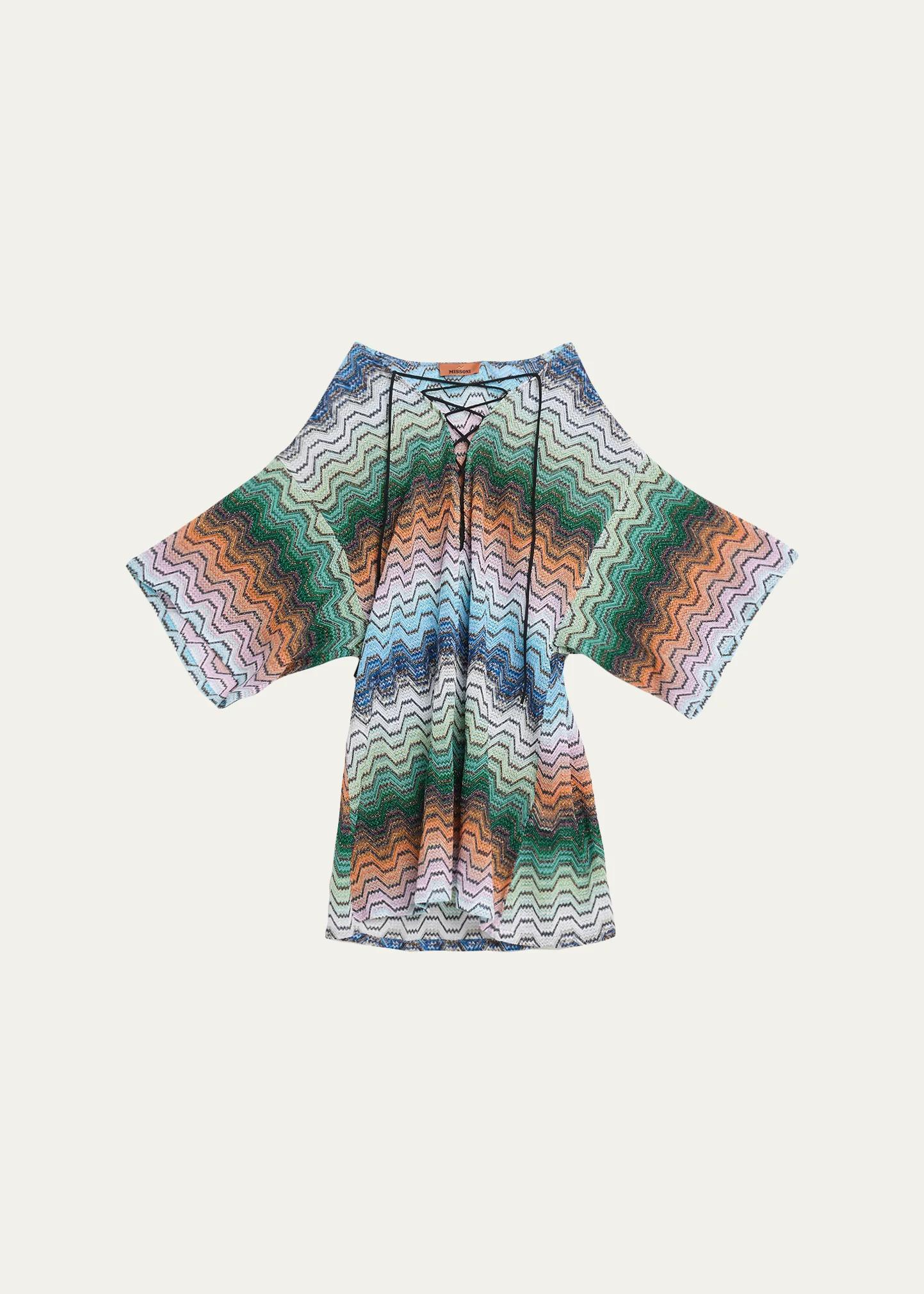 Missoni Short Lace-Up Zigzag Coverup - Bergdorf Goodman
