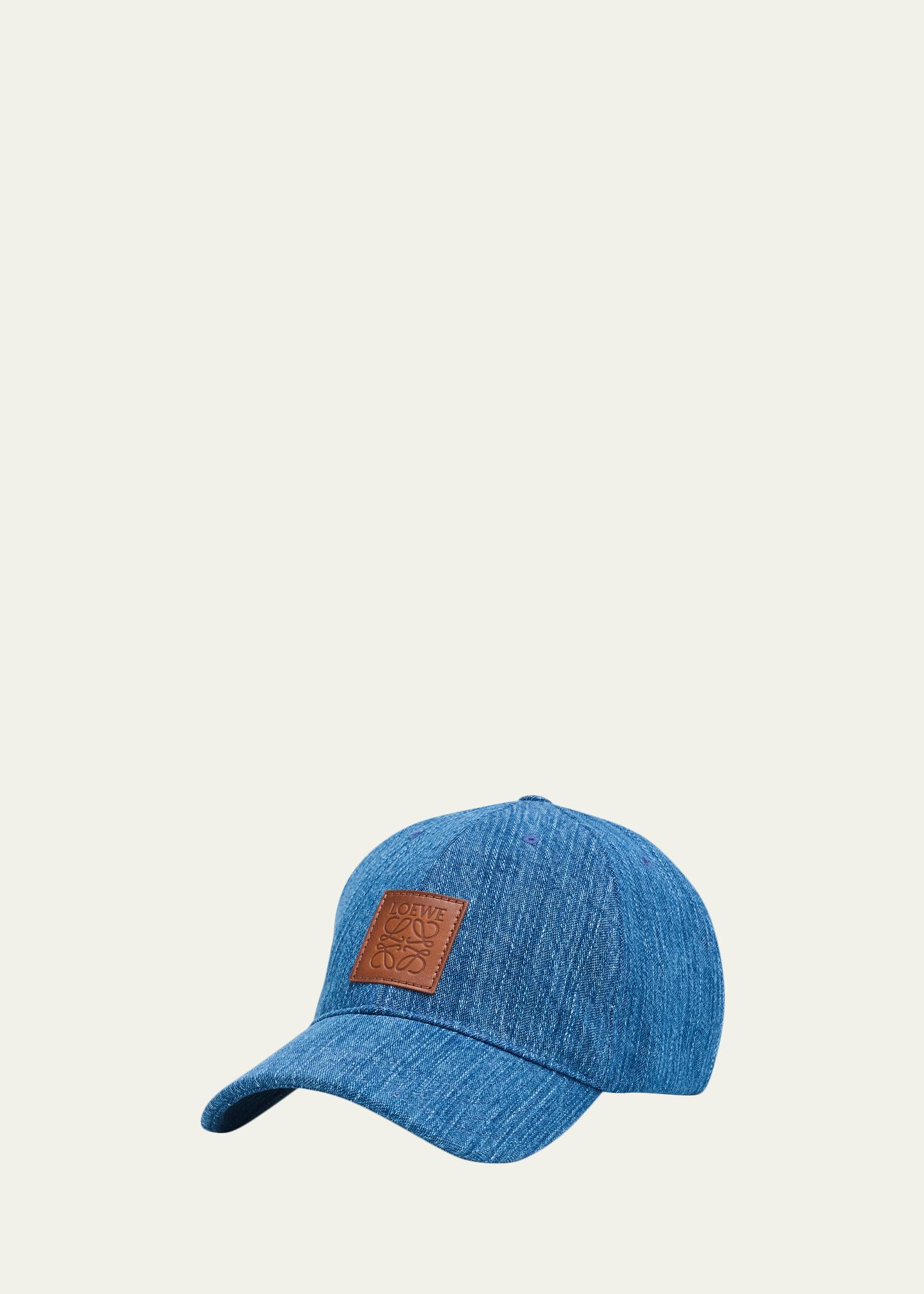 LOEWE Men's Leather Anagram Patch Denim Baseball Cap - Bergdorf