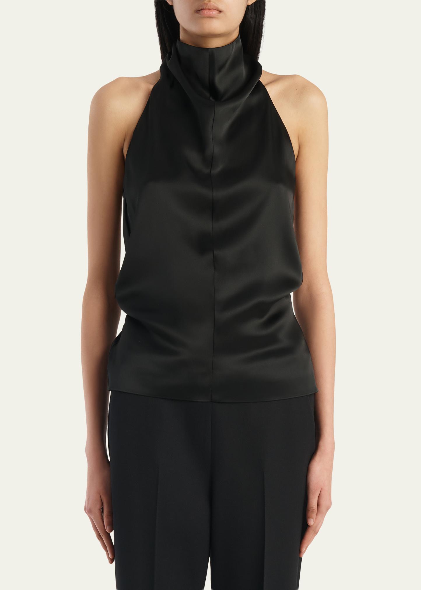 Khaite Rone Draped Satin Halter Top - Bergdorf Goodman display picture 3