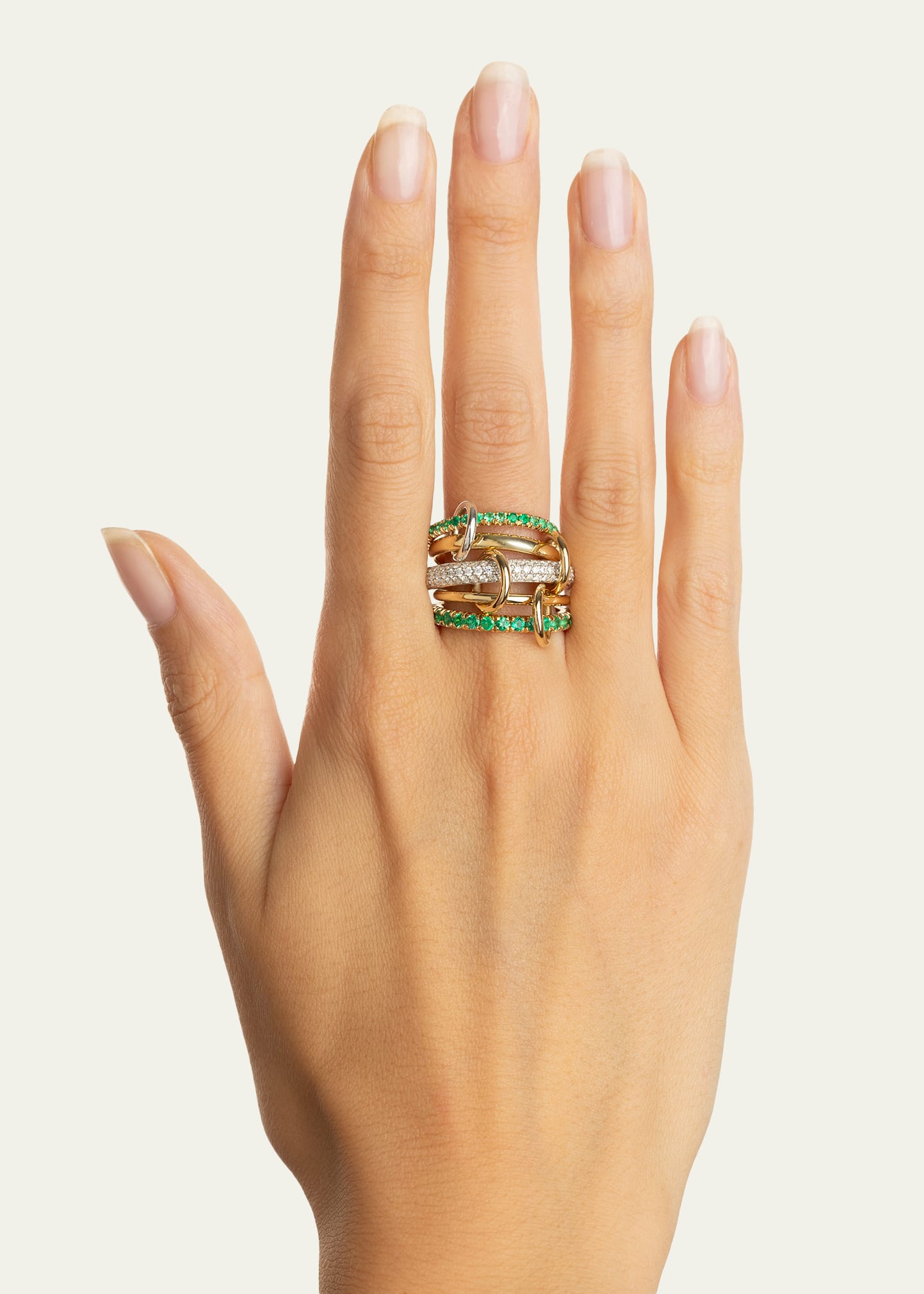 Spinelli Kilcollin Chloe Vert Five Linked Ring with Diamonds and