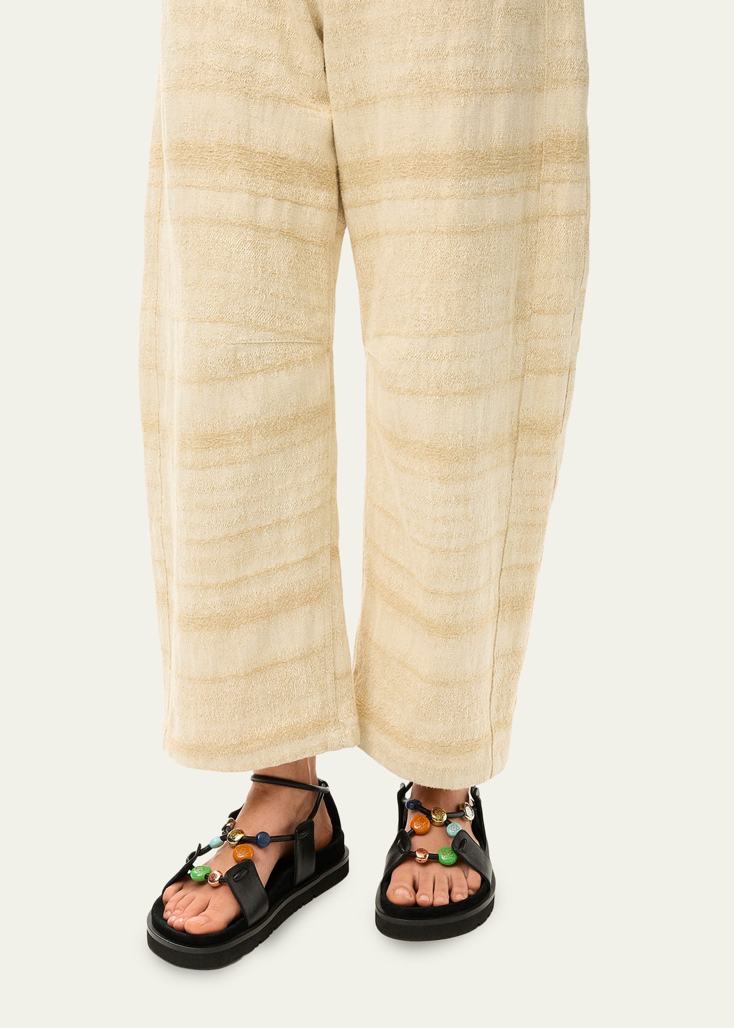Loewe x Paula's Ibiza Anagram Pebble Bead Leather Sandals