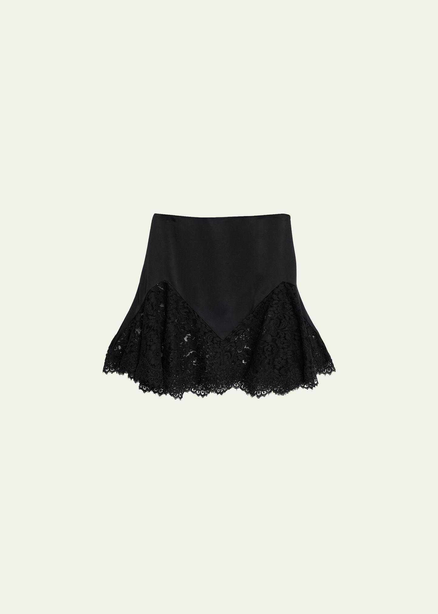 Stella McCartney Lace-Trim Satin Mini Skirt - Bergdorf Goodman