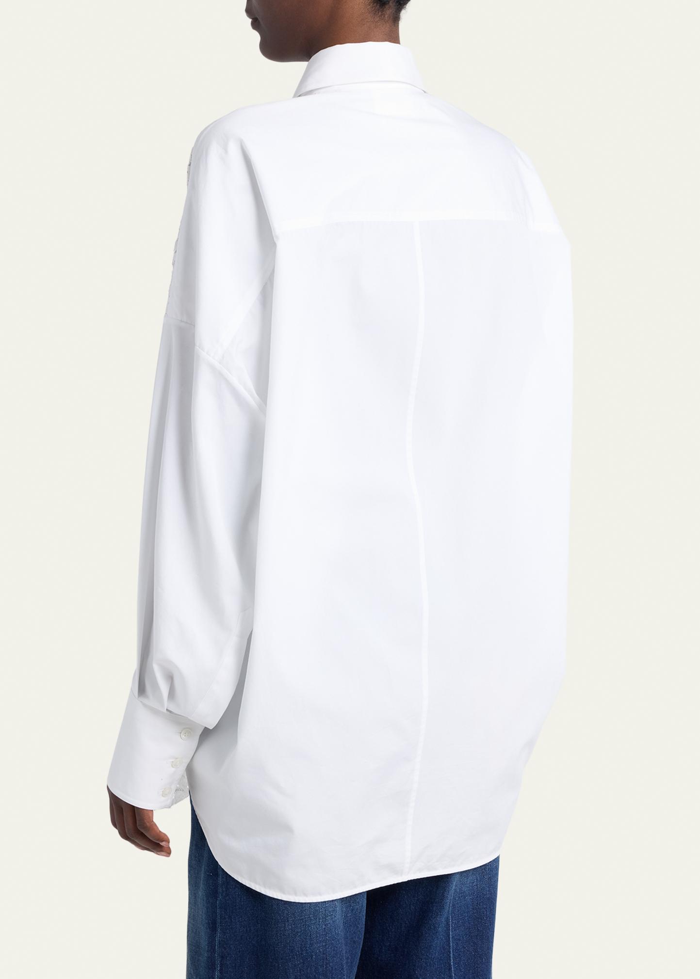Stella McCartney Lace-Paneled Poplin Button-Down Shirt - Bergdorf