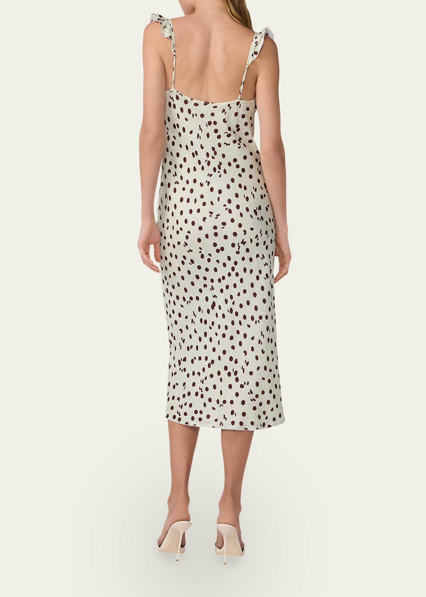 Diane von Furstenberg Christina Ruffle-Trim Polka Dot Midi Dress