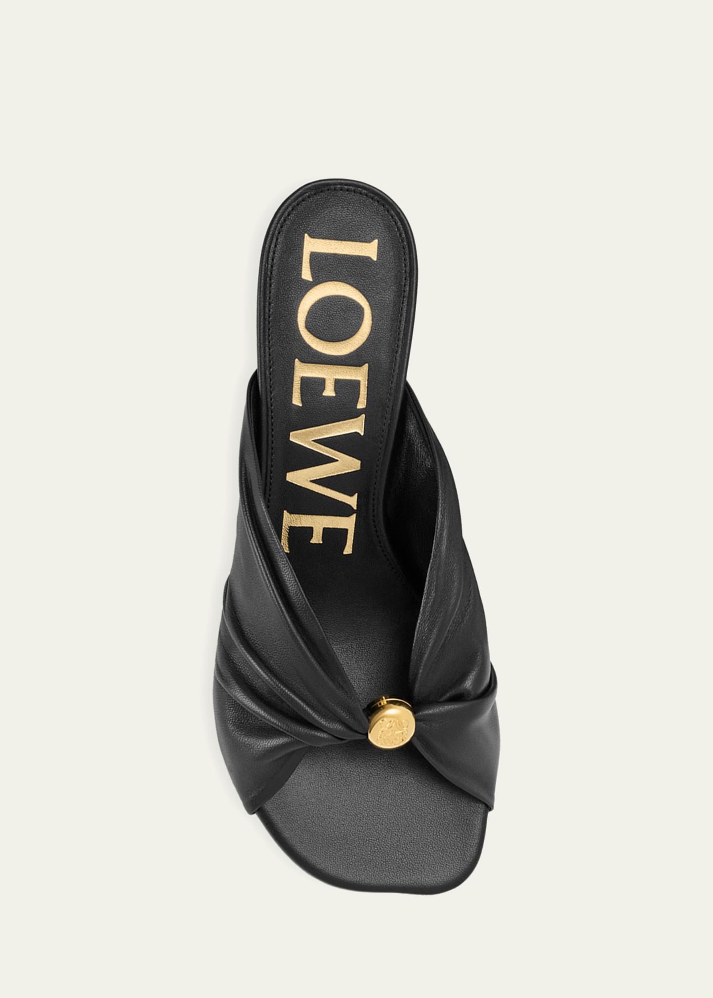 LOEWE 黒 リボン付きミュール LOEWE x Paula's Ibiza 45mm Pebble Soft Leather Slide Sandals