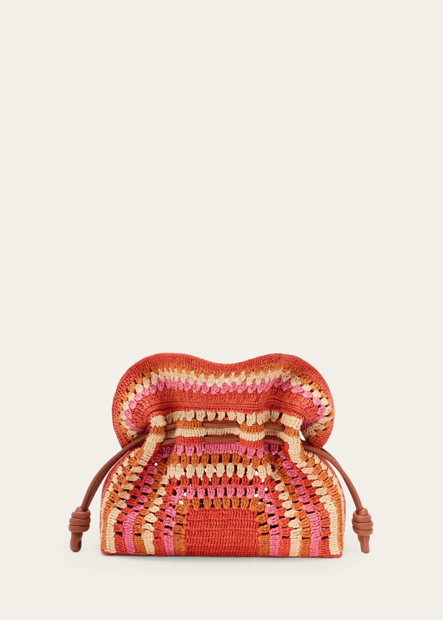 Loewe x Paula's Ibiza Flamenco Striped Crochet Raffia Clutch Bag