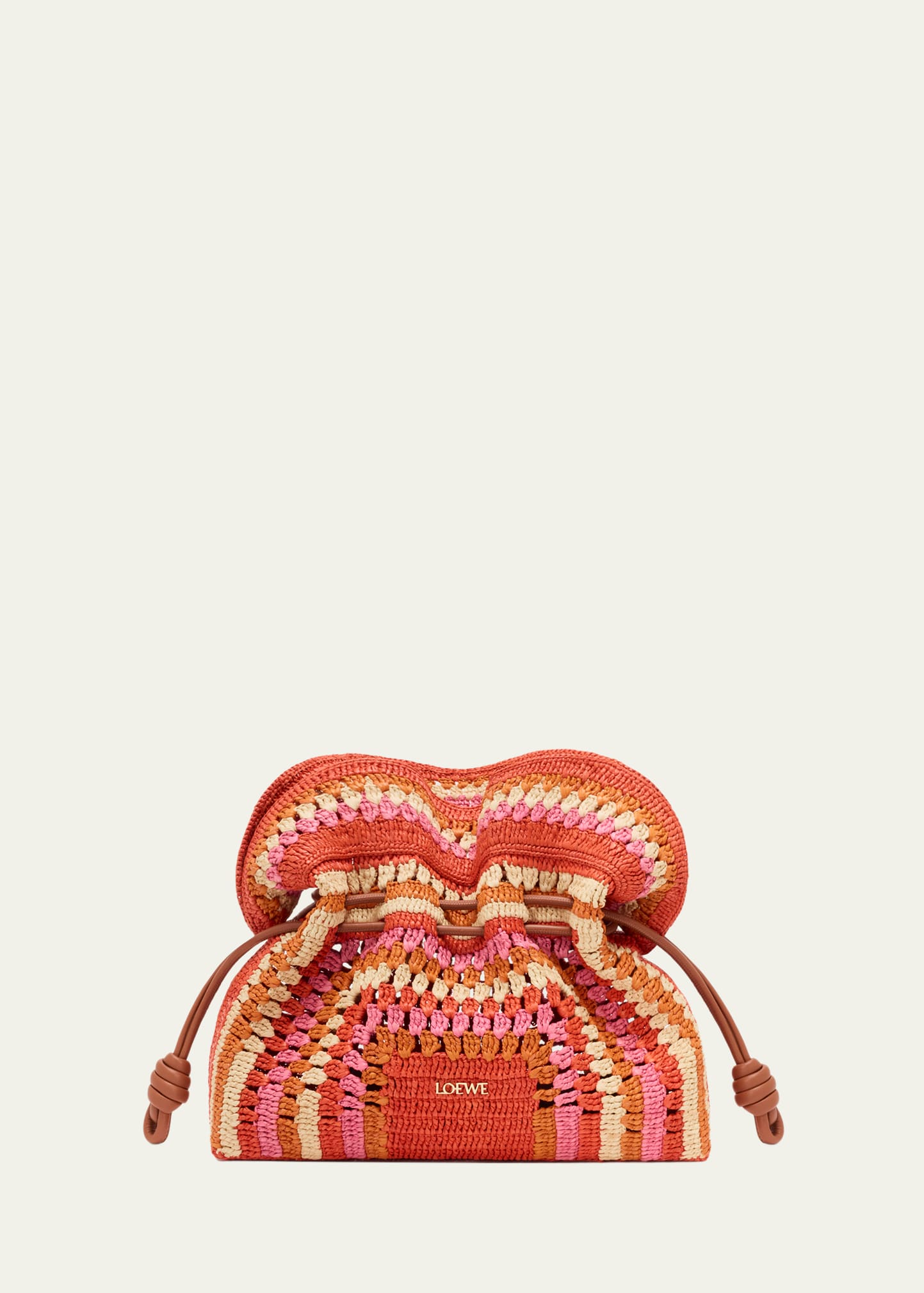 Loewe x Paula's Ibiza Flamenco Striped Crochet Raffia Clutch Bag