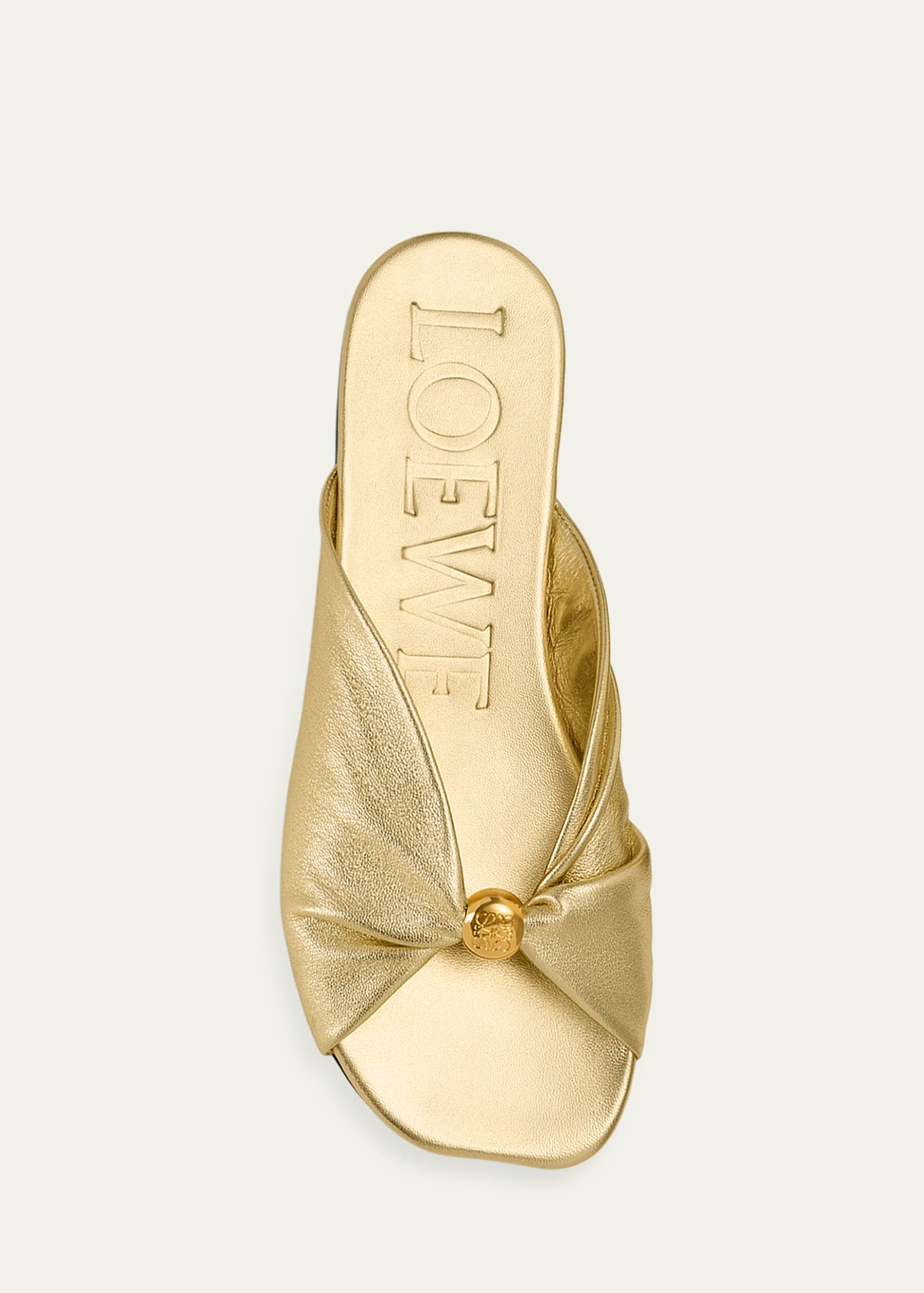 Loewe x Paula's Ibiza Pebble Soft Metallic Leather Slide Sandals