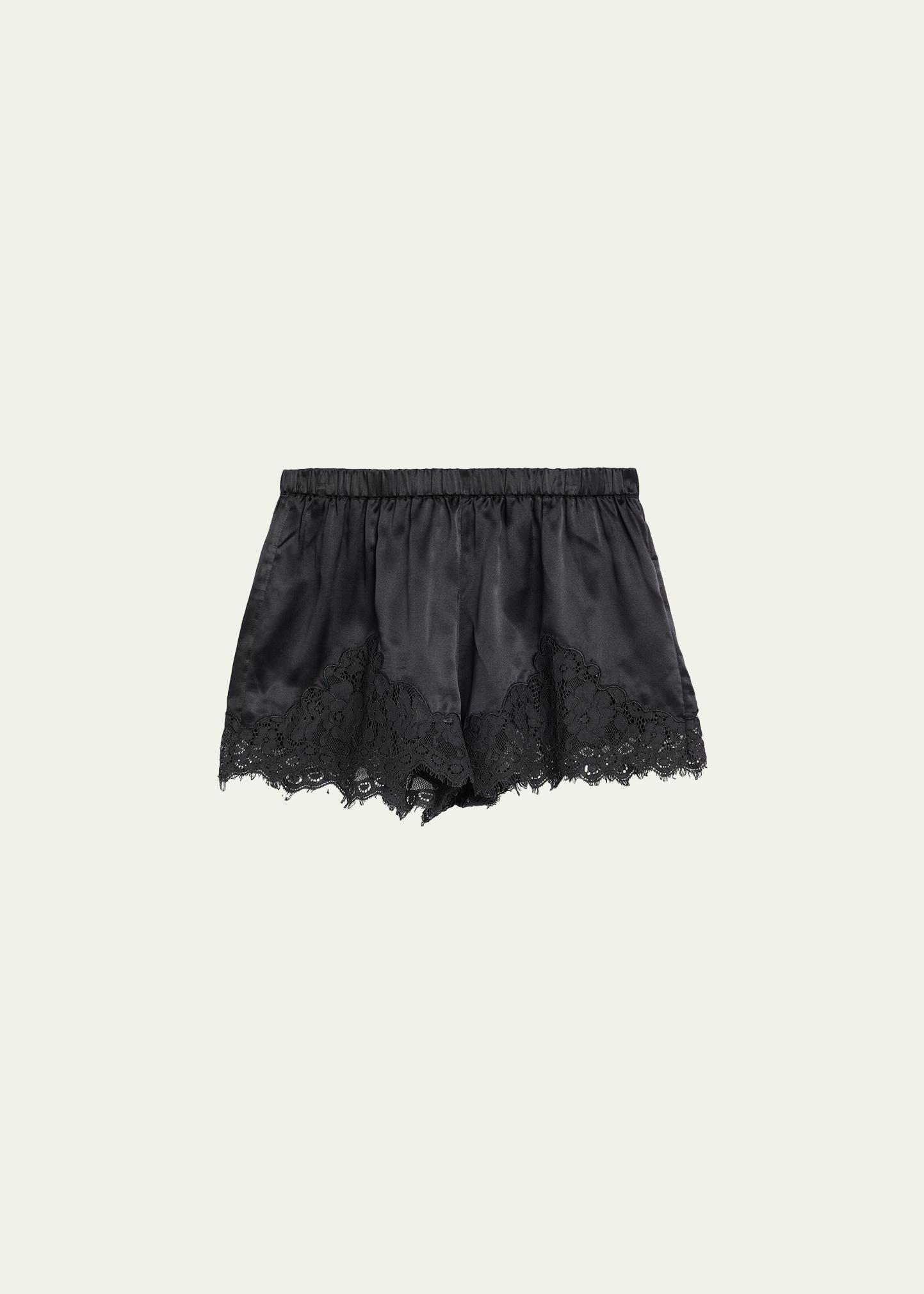 RE/DONE Jennie Lace-Trim Satin Shorts - Bergdorf Goodman
