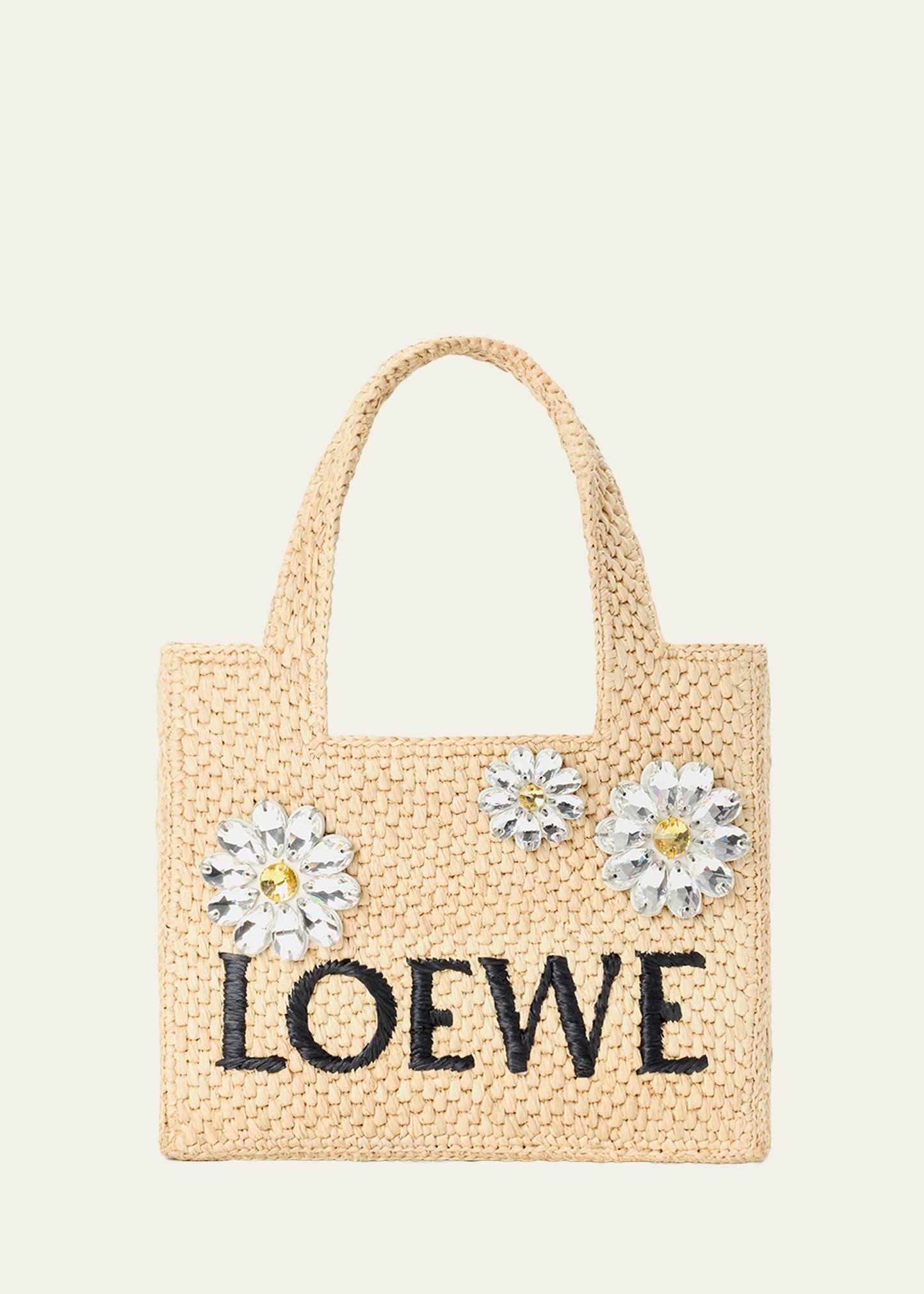yu※a様LOEWE クリスタル装飾 かごバッグ LOEWE x Paula's Ibiza Crystal Floral Applique Raffia Tote Bag