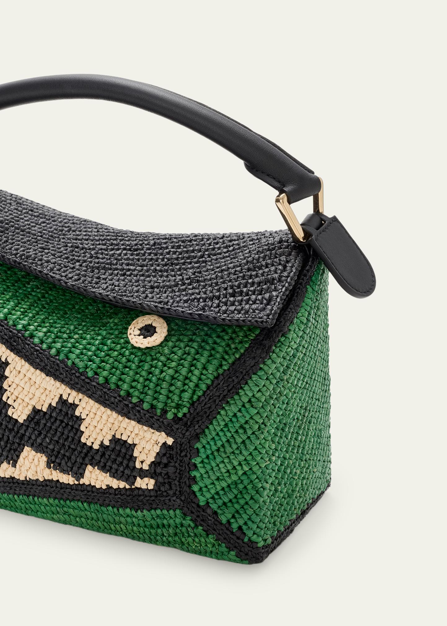 LOEWE x Paula's Ibiza Puzzle Croc Raffia Top-Handle Bag - Bergdorf