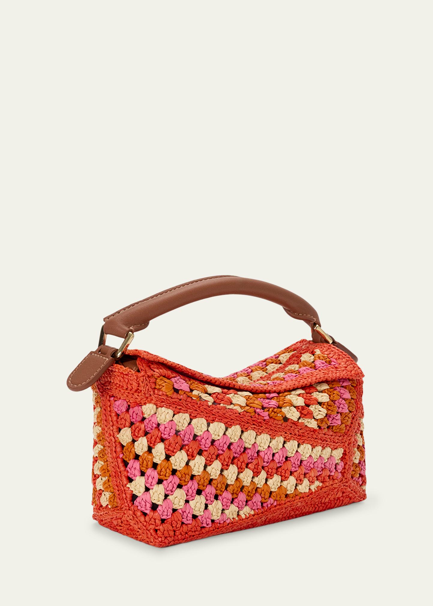 LOEWE x Paula's Ibiza Puzzle Crochet Raffia Top-Handle Bag