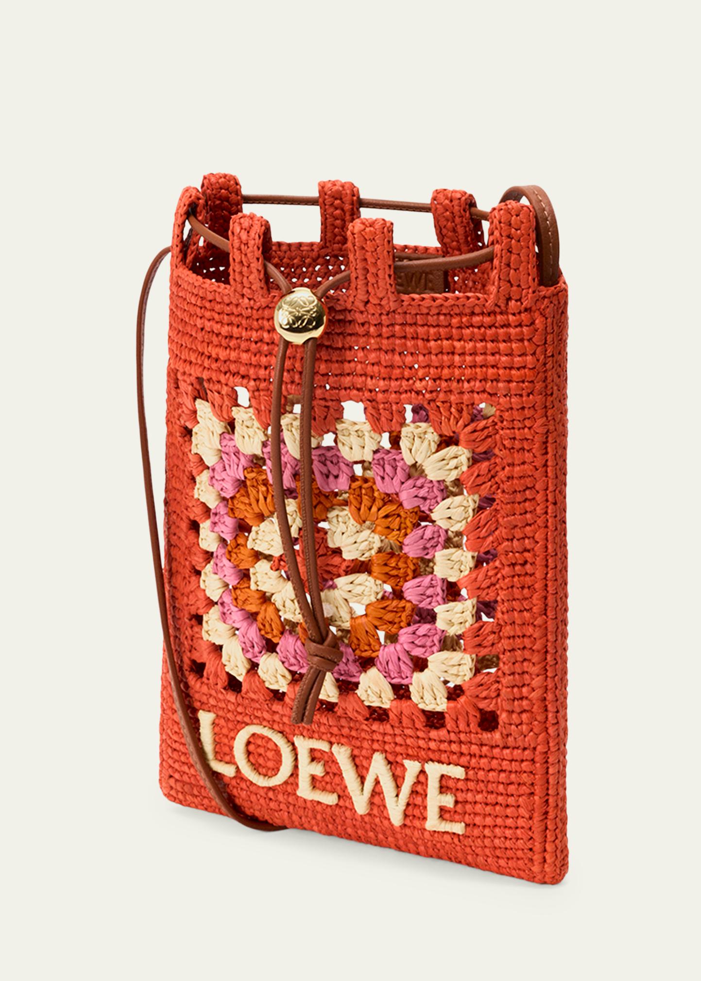 Loewe x Paula's Ibiza Crochet Raffia Pocket Crossbody Bag