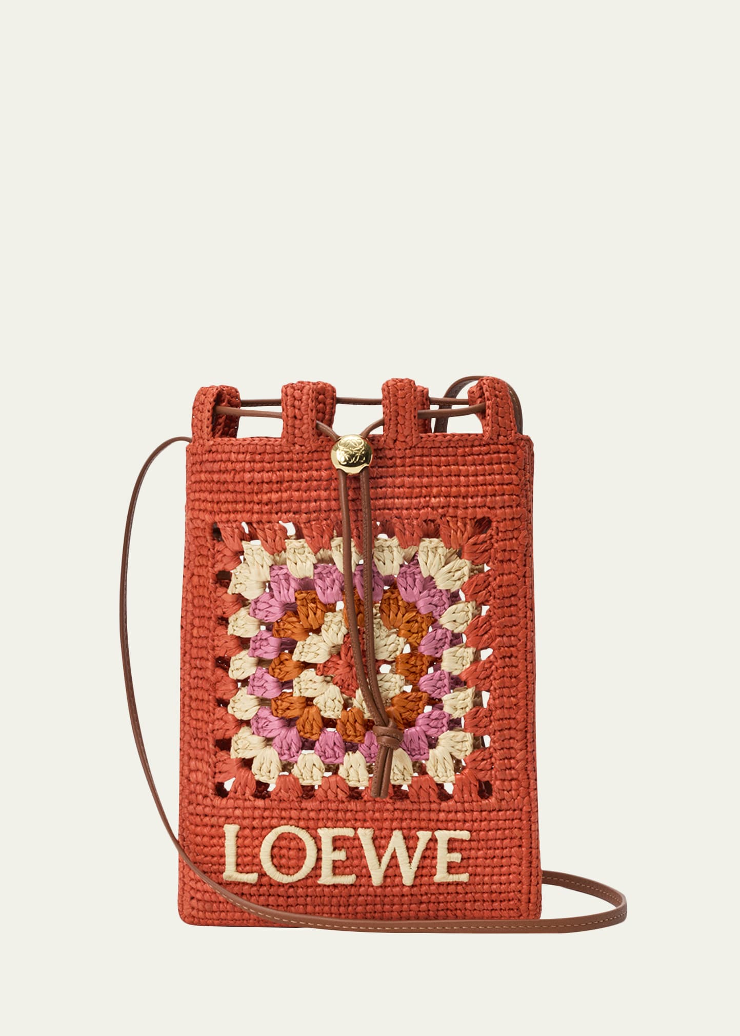 Loewe x Paula's Ibiza Crochet Raffia Pocket Crossbody Bag