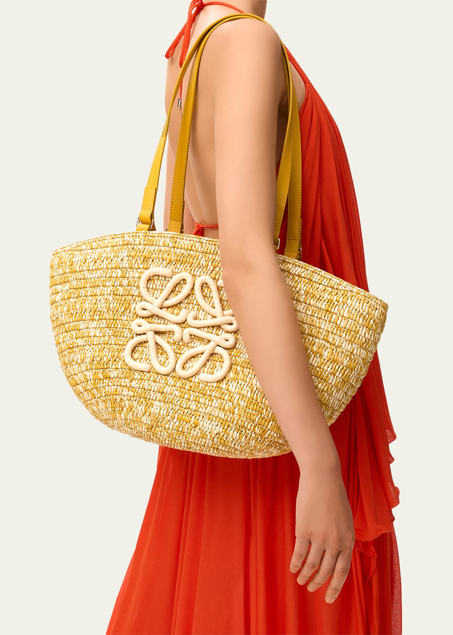 Loewe x Paula's Ibiza Medium Eclipse Basket Bag in Melange Raffia
