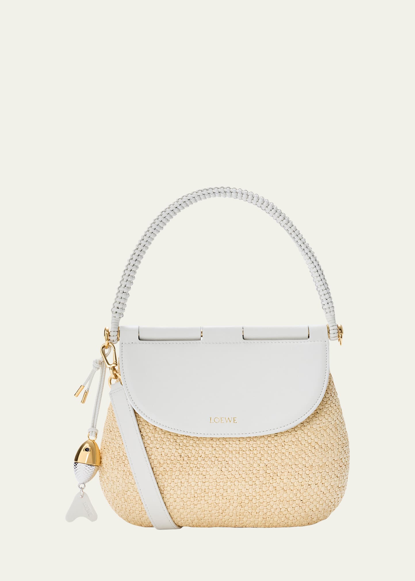 Loewe x Paula's Ibiza Pescador Medium Raffia & Leather Top-Handle