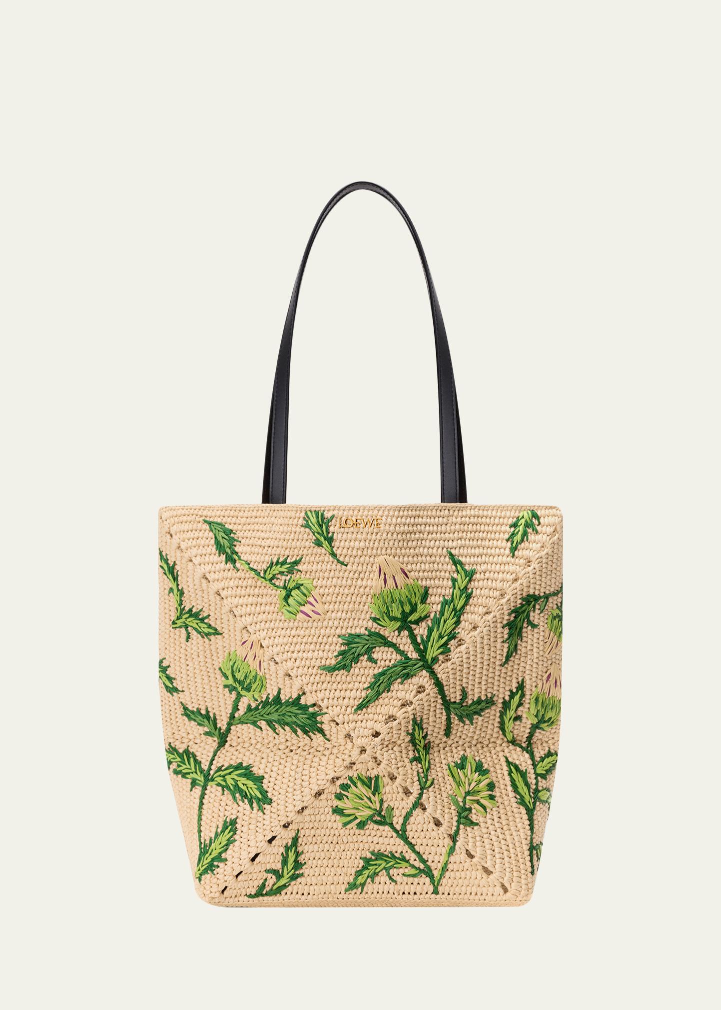 LOEWE x Paula's Ibiza Puzzle Embroidered Raffia Tote Bag