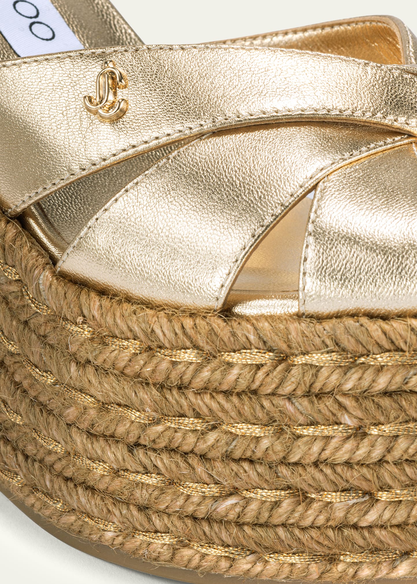 Jimmy Choo 100mm Korra Metallic Leather Espadrille Platform