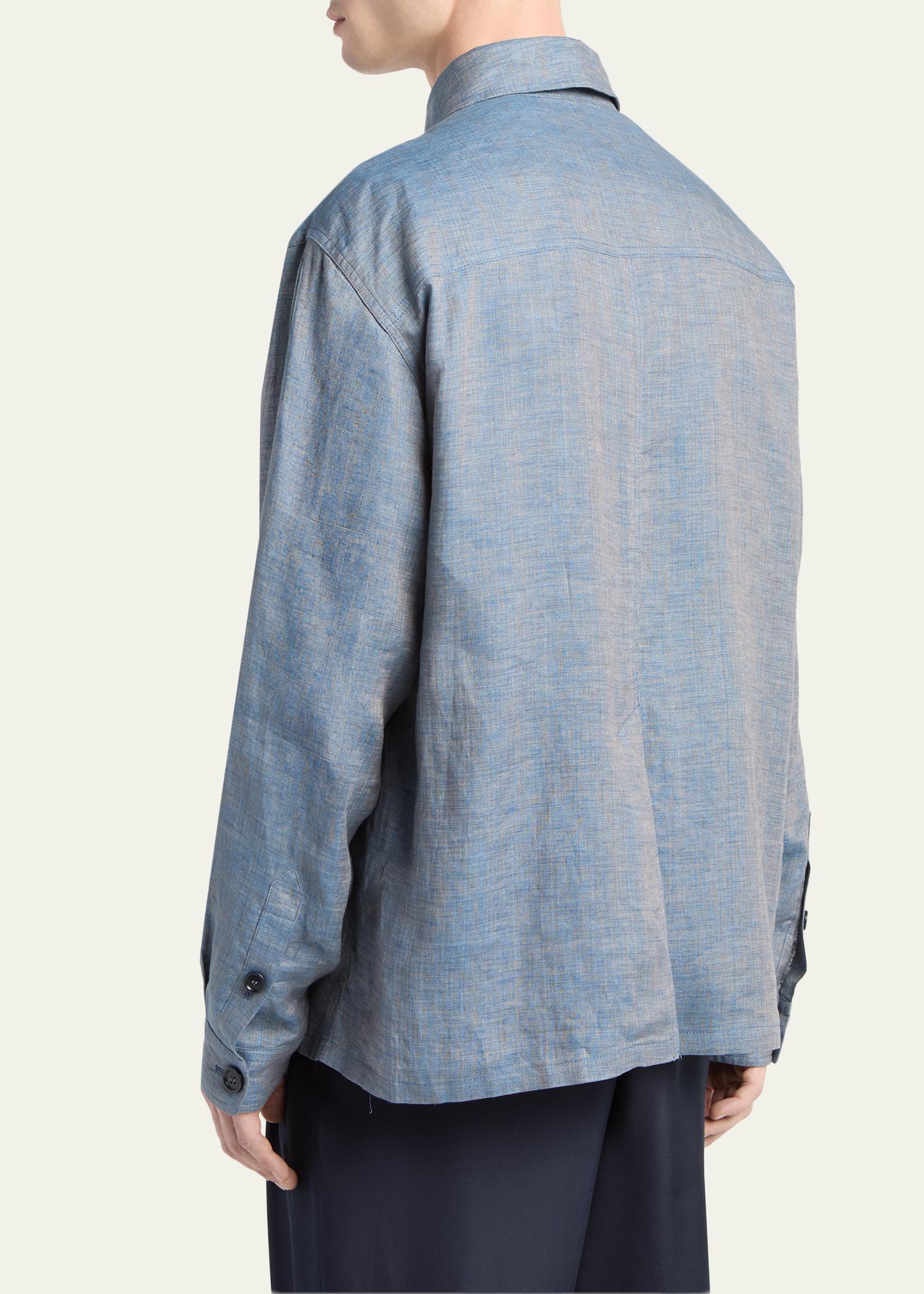 Giorgio Armani Men's Linen Flap-Pocket Field Jacket - Bergdorf Goodman