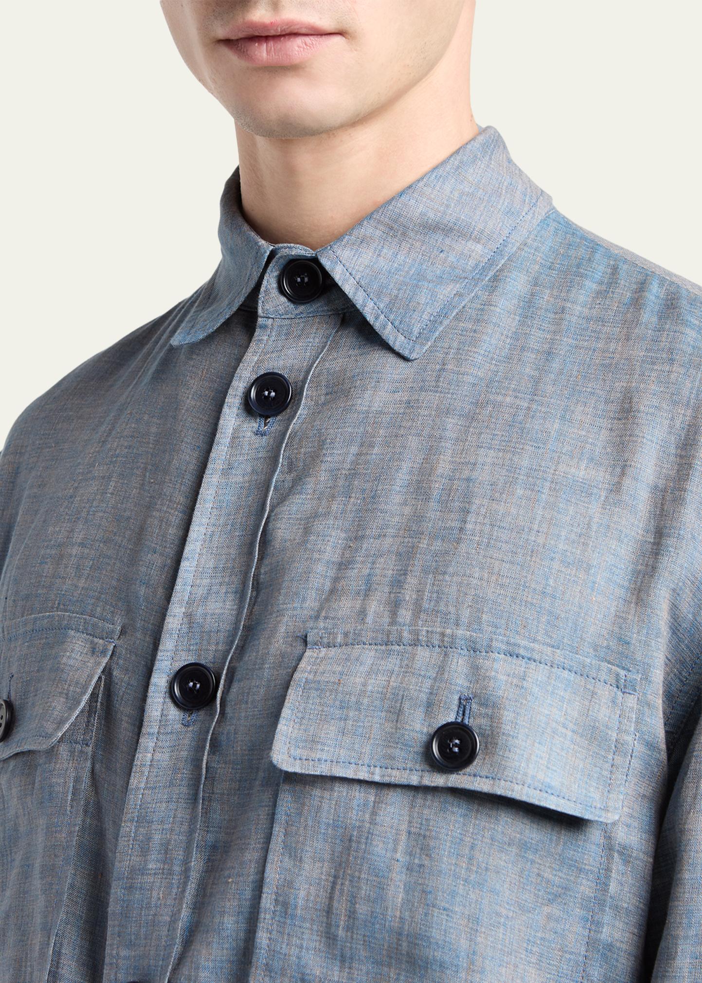 Giorgio Armani Men's Linen Flap-Pocket Field Jacket - Bergdorf Goodman