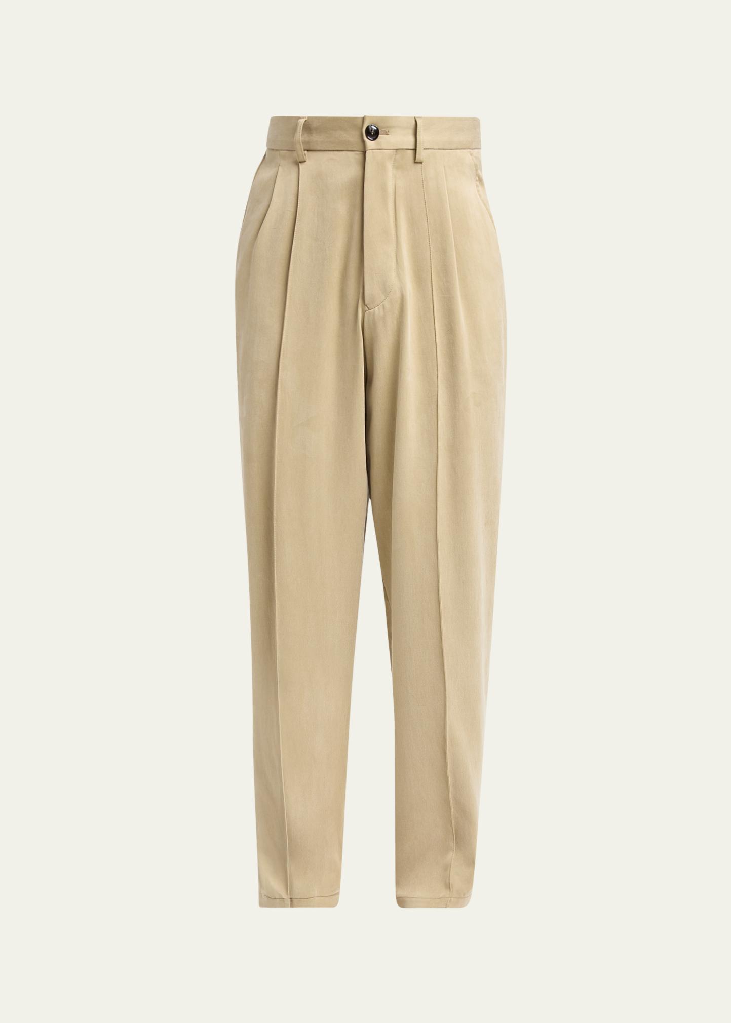 Giorgio Armani Men's Cotton and Lyocell Straight-Leg Pleated