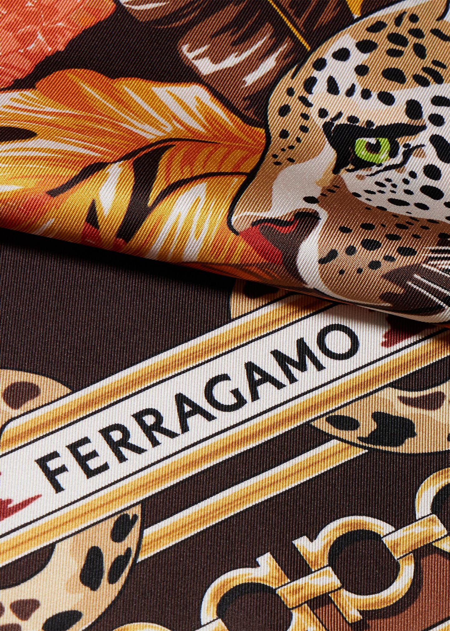 FERRAGAMO Feline-Print Silk Foulard - Bergdorf Goodman