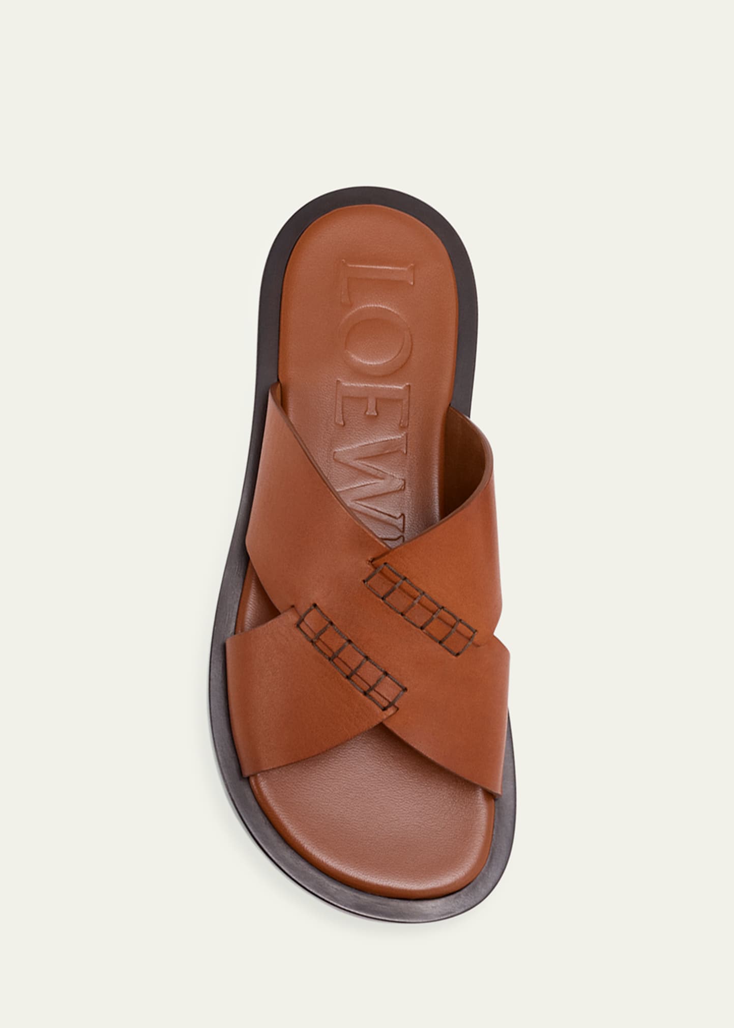 Loewe x Paula's Ibiza Men's Flex Crisscross Leather Slide Sandals