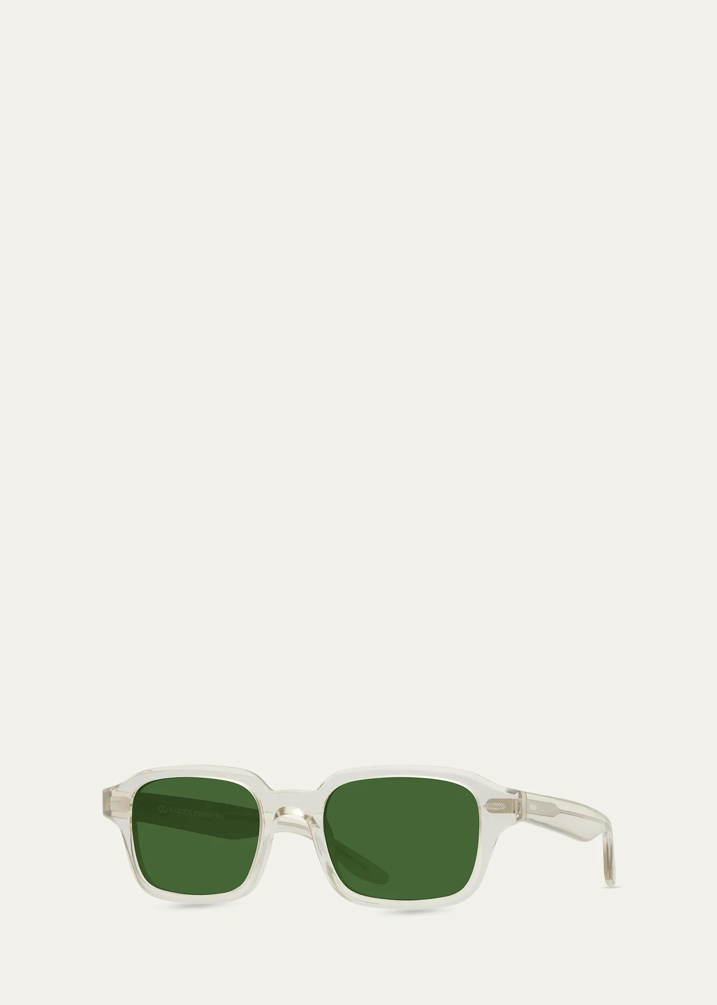 Barton Perreira Men's Transparent-Acetate Rectangle Sunglasses