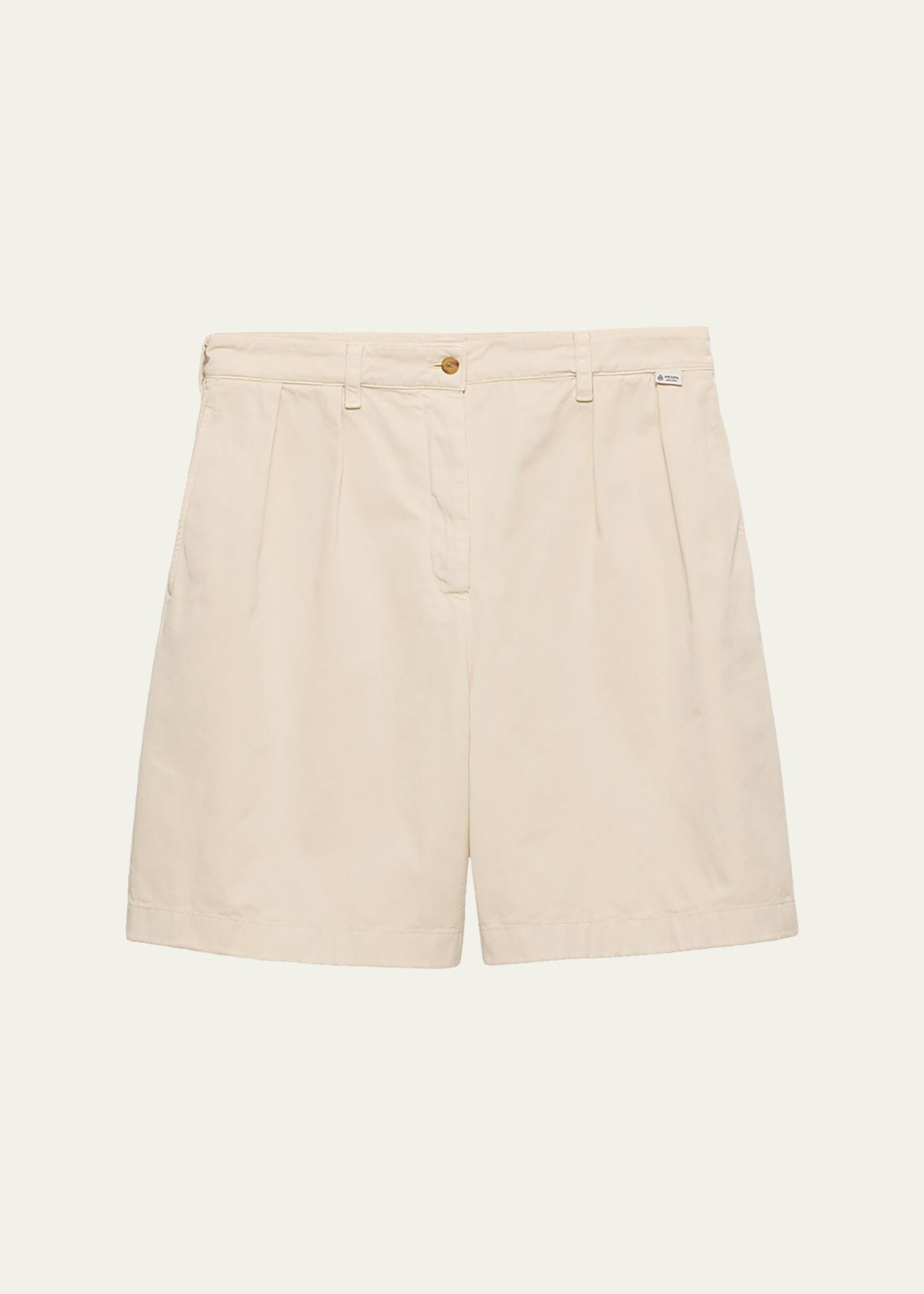 Prada Pleated Cotton Twill Bermuda Shorts - Bergdorf Goodman