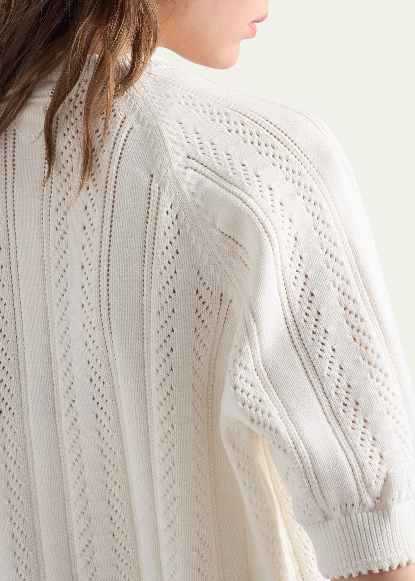 Prada Cotton Short-Sleeve Cardigan - Bergdorf Goodman