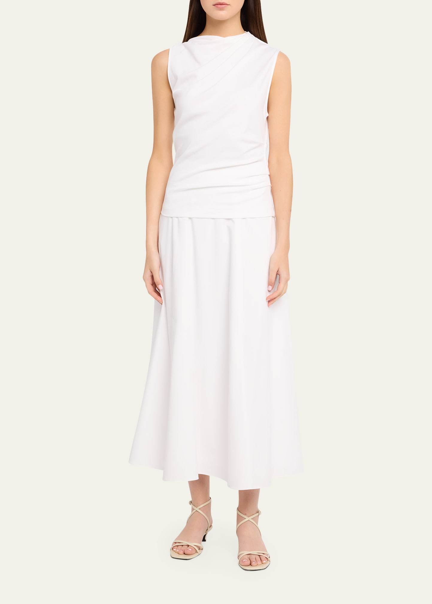 vince pima cotton sleeveless dress Vince L87714 Womens White Sleeveless Pima Cotton Dress Size S (Without  Belt)