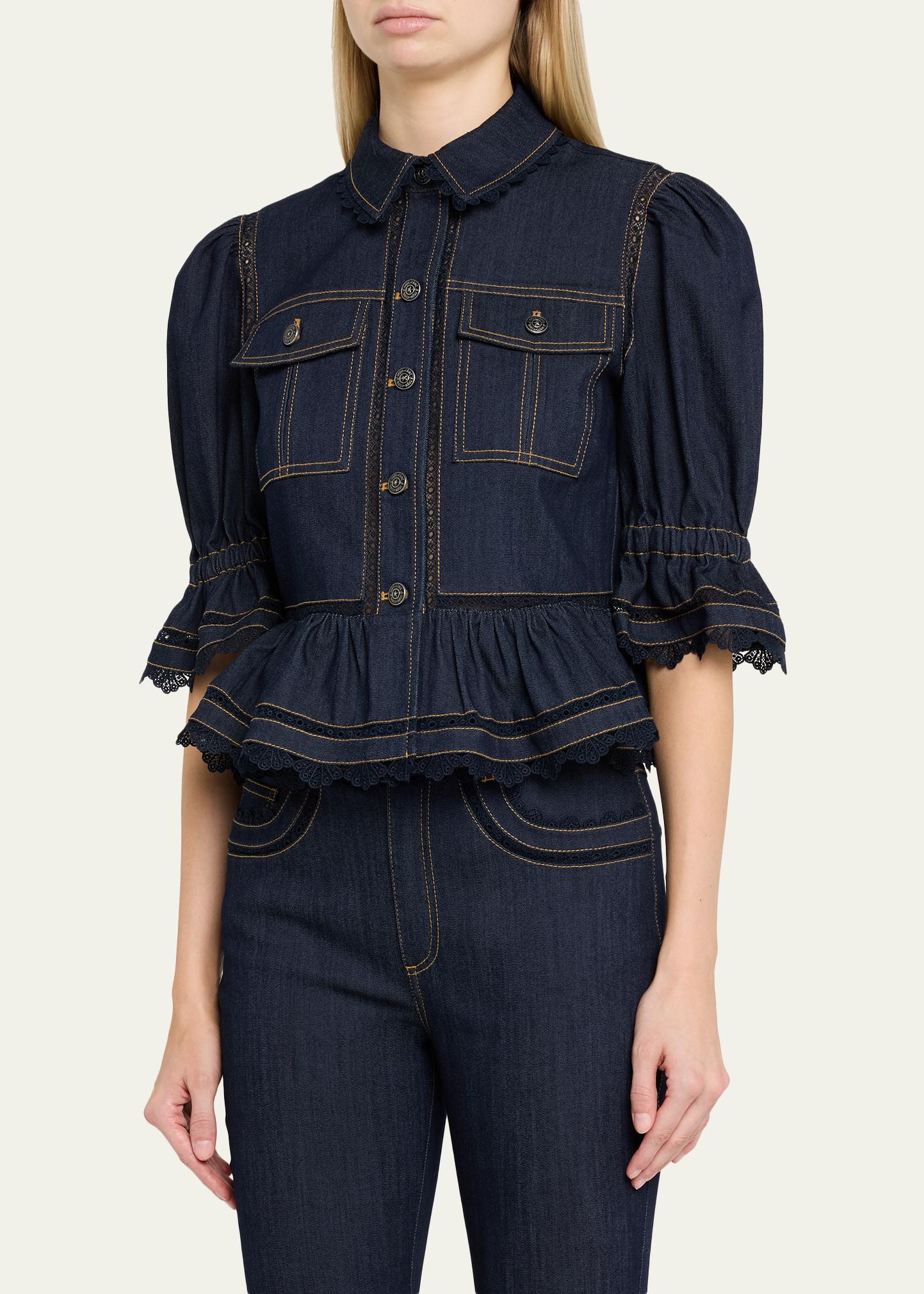 Cinq à Sept Guipure Lace Denim Jacket - Bergdorf Goodman