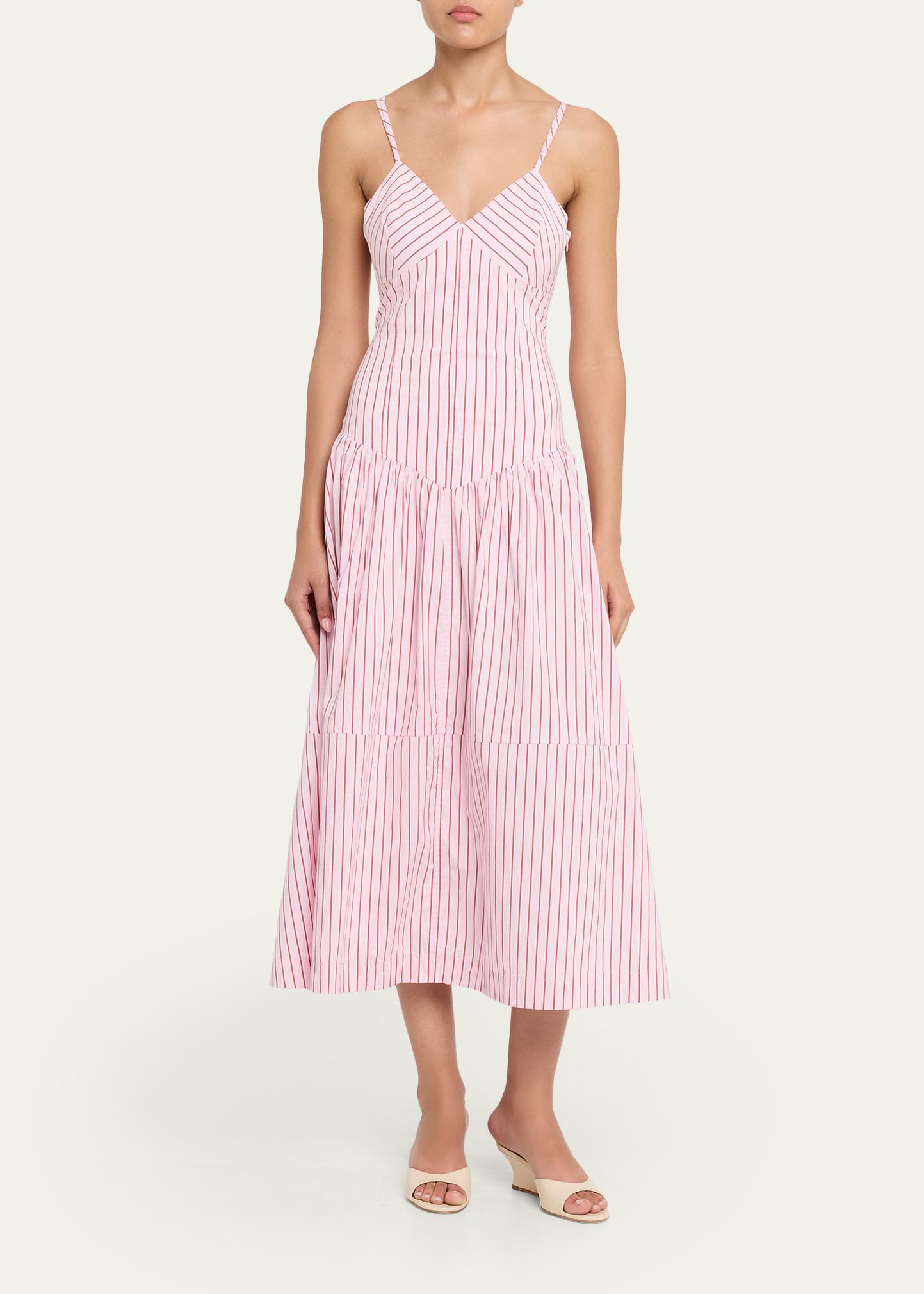Cinq à Sept Rose Stripe Drop-Waist Midi Dress - Bergdorf Goodman