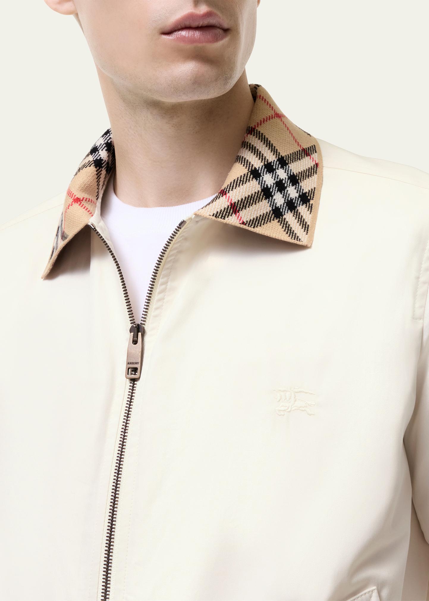 Burberry Men's Hayfield Cotton Check-Collar Bomber Jacket