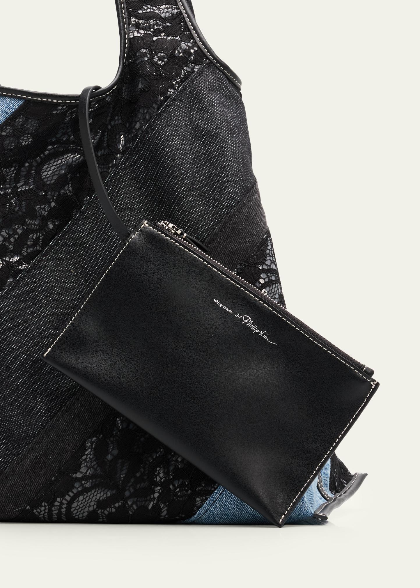 3.1 Phillip Lim Patchwork Lace & Denim Market Tote Bag - Bergdorf
